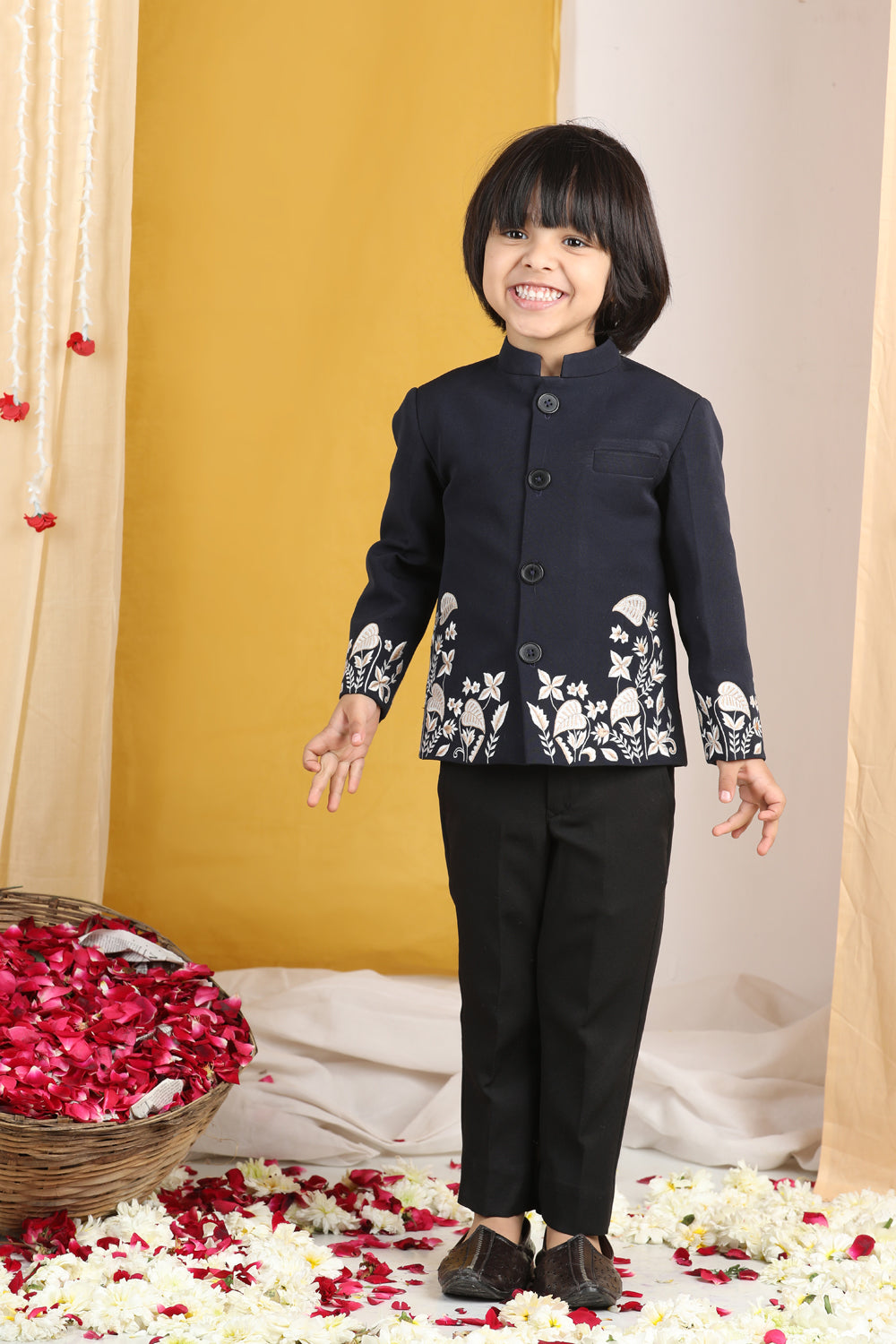 Black Thread Embroidery Sherwani Set