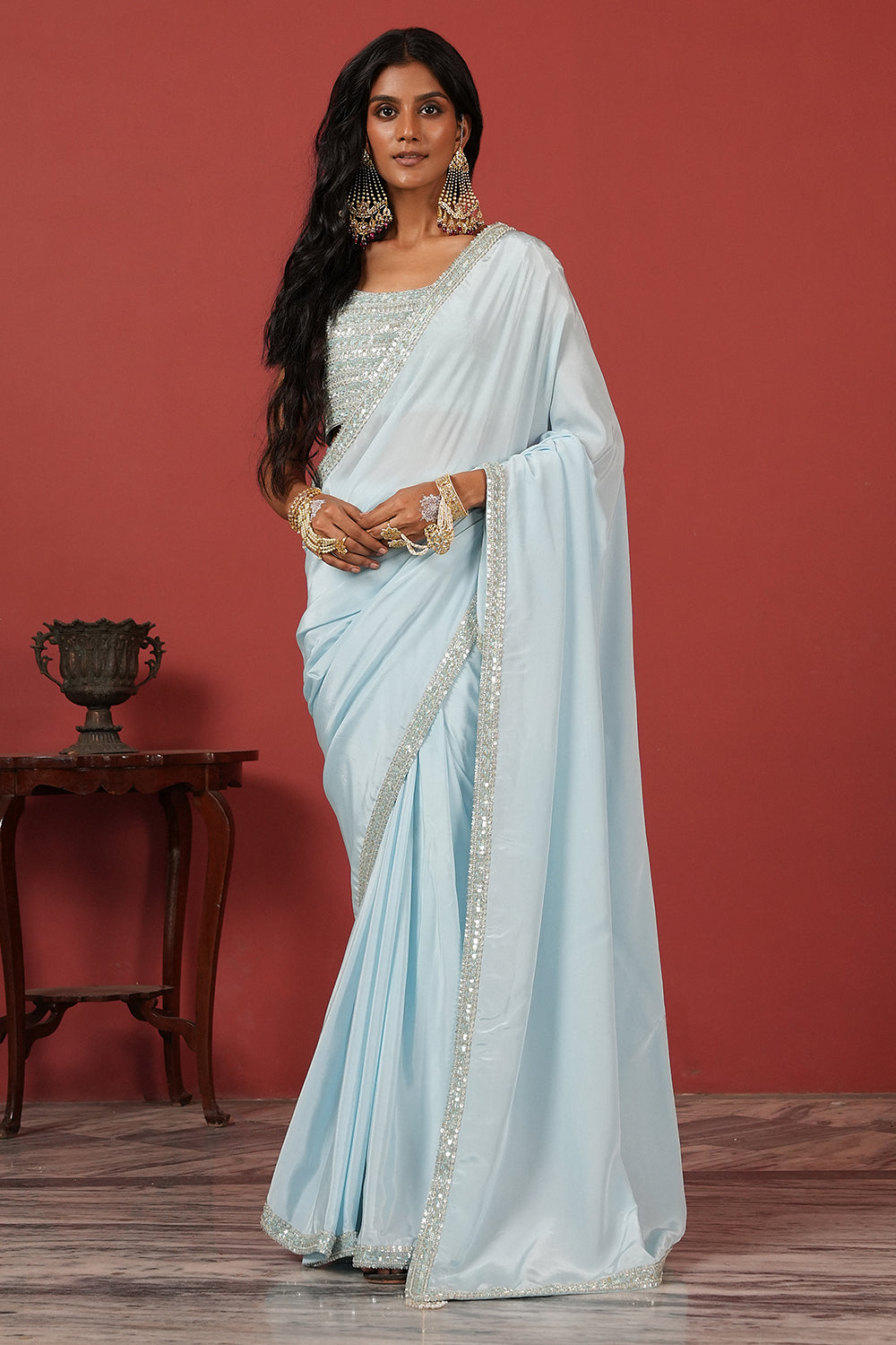 Blue Tassel Saree