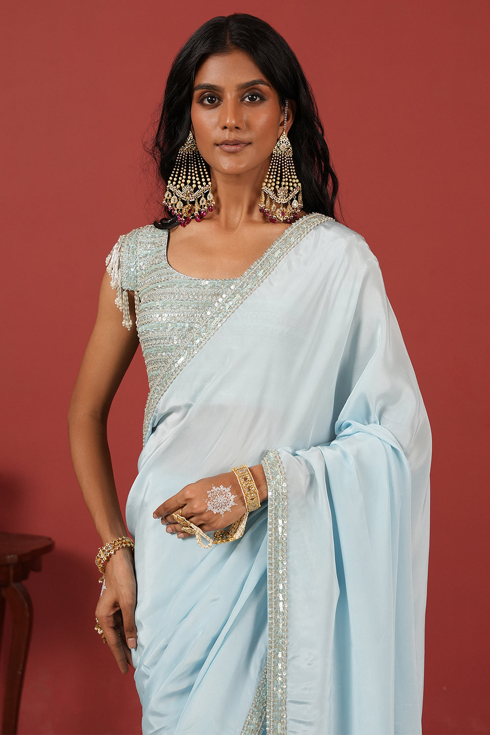 Blue Tassel Saree