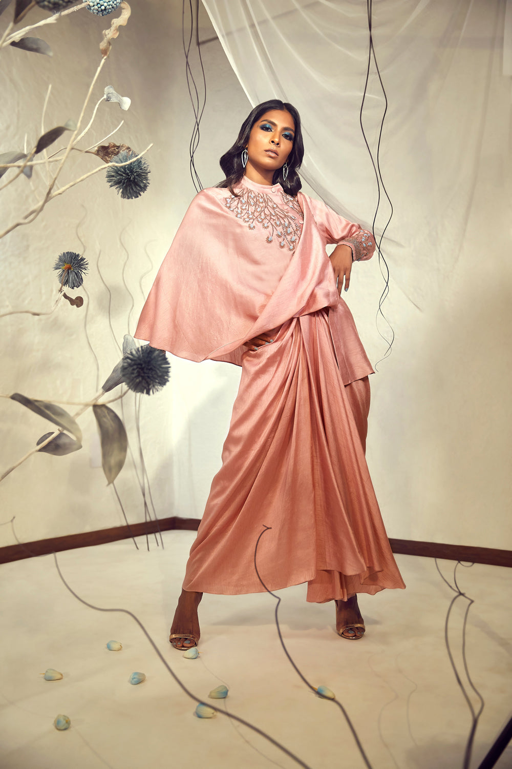 Pink Top with Pleated Skirt