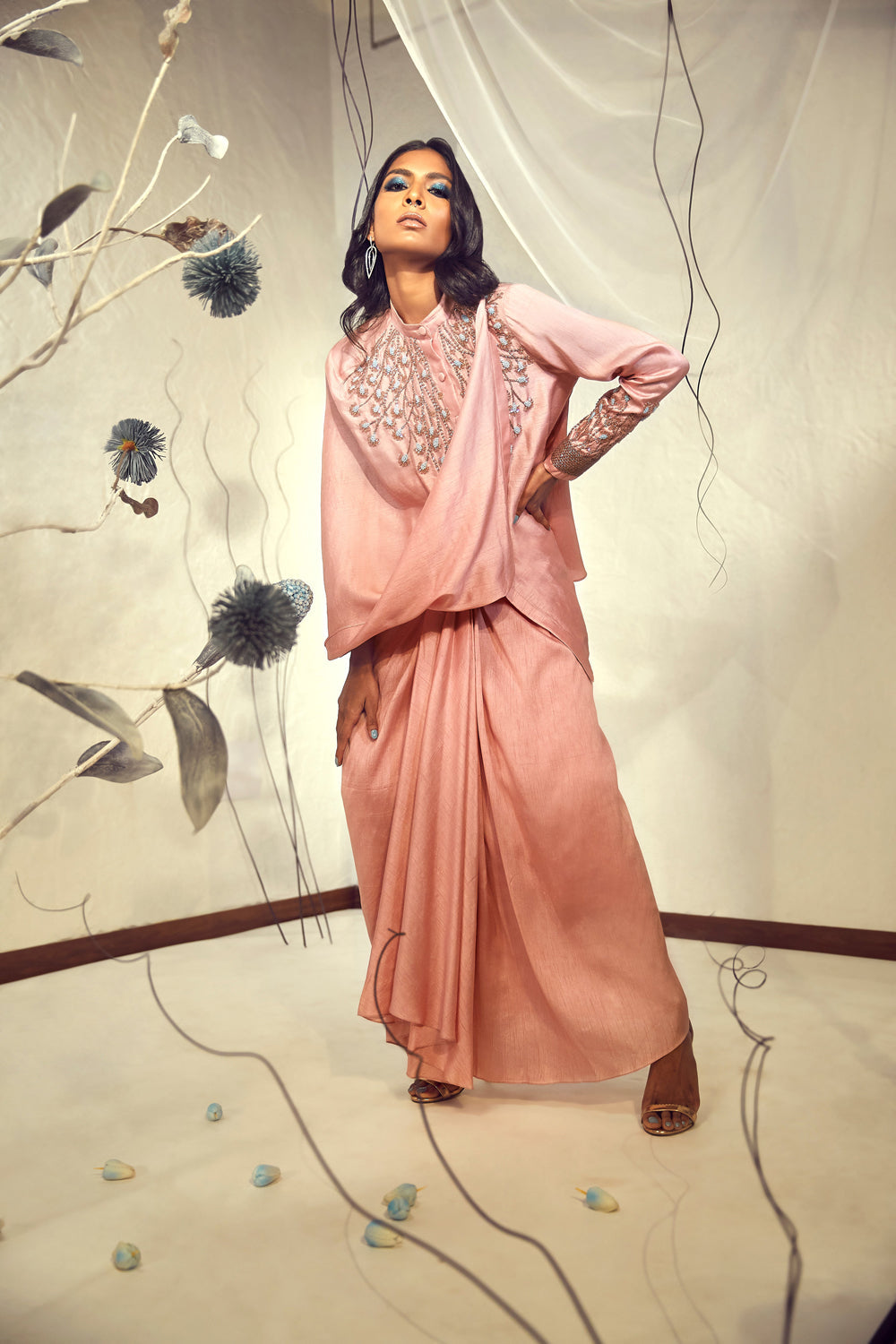 Pink Top with Pleated Skirt