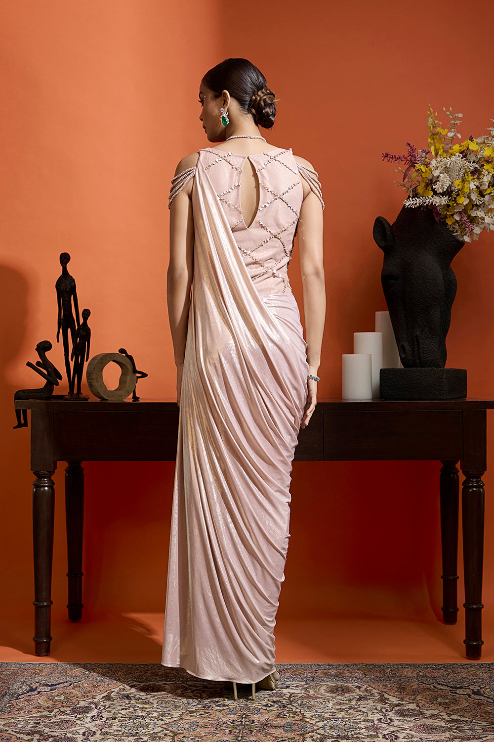 Champagne Pink Drape Gown