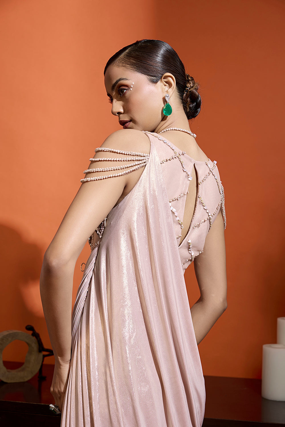 Champagne Pink Drape Gown