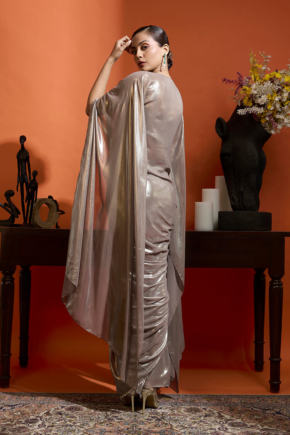 Cape Style Ensemble Paired with a Drape Skirt