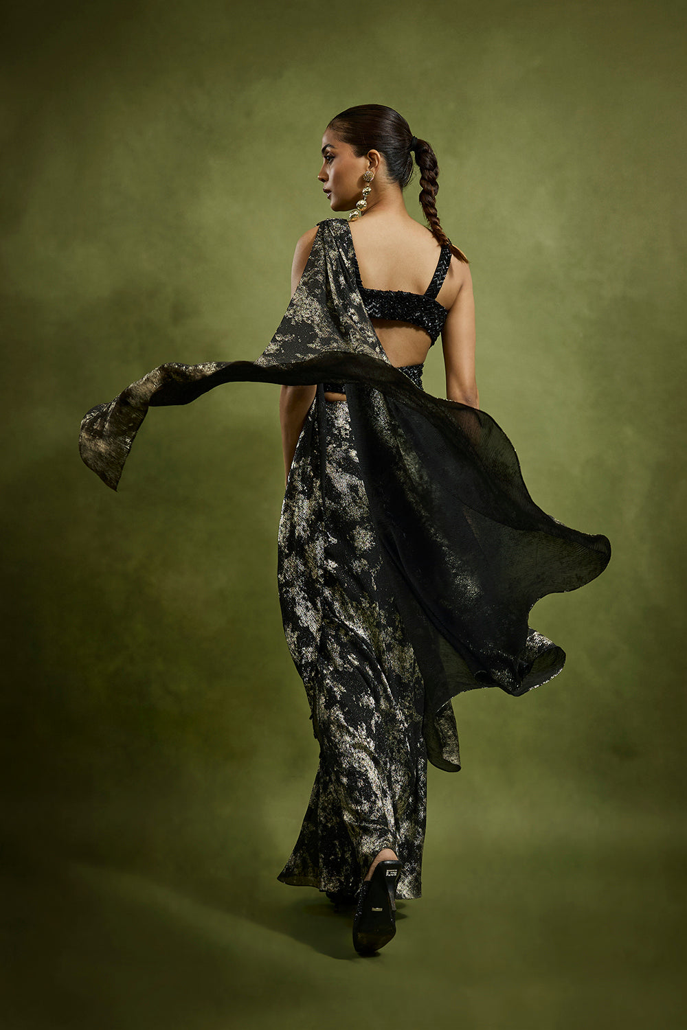 Noir Drape Foil Saree