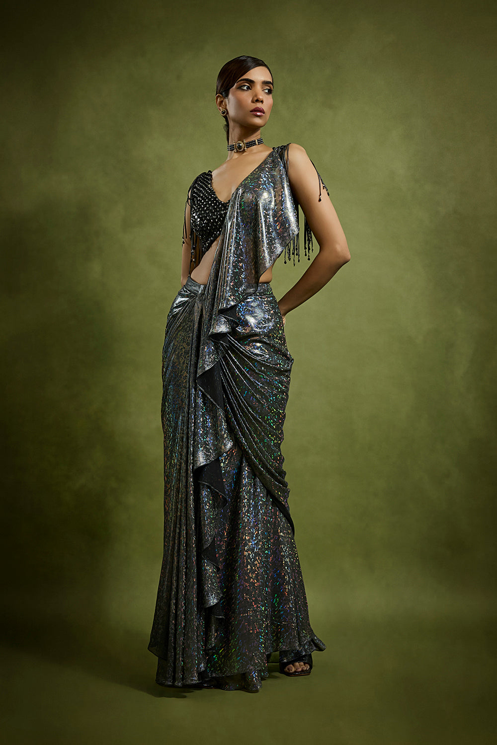 Stardust Cascade Drape Saree