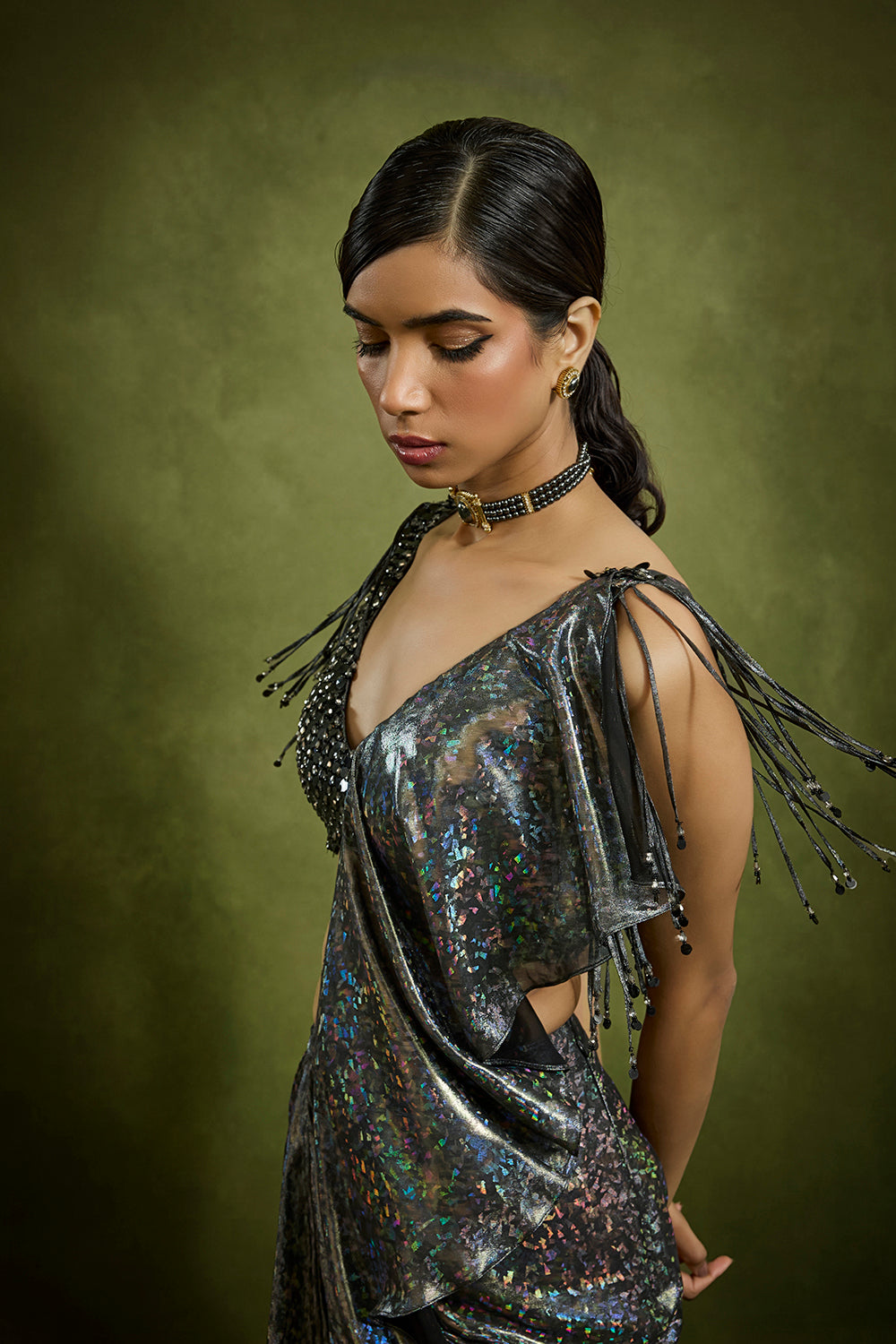 Stardust Cascade Drape Saree