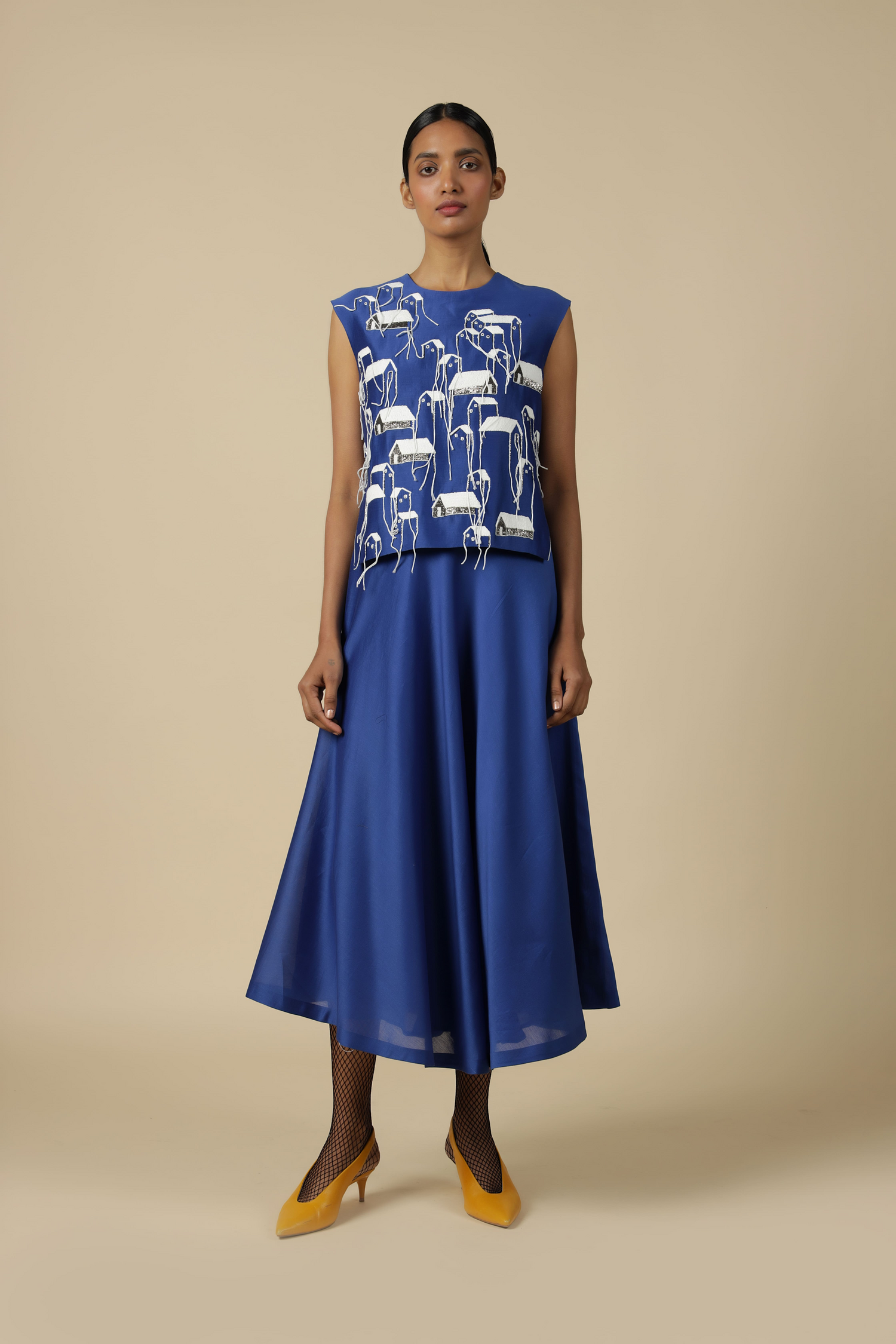 Circular Skirt Of "( Tiny Houses Sleeveless Top)"