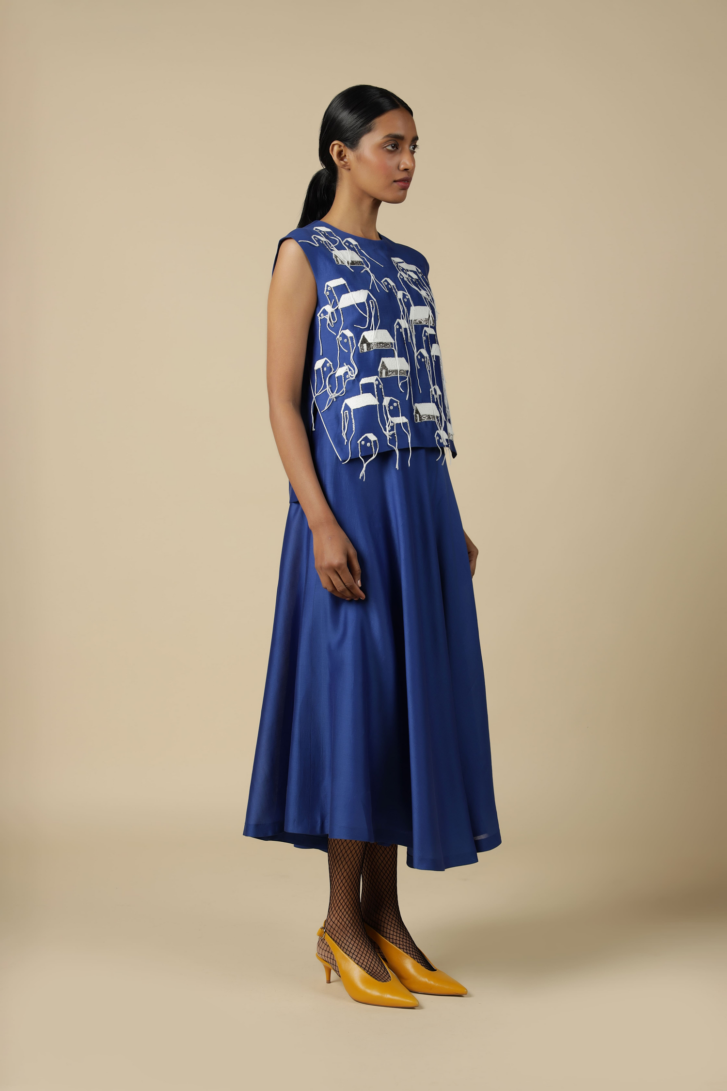 Circular Skirt Of "( Tiny Houses Sleeveless Top)"