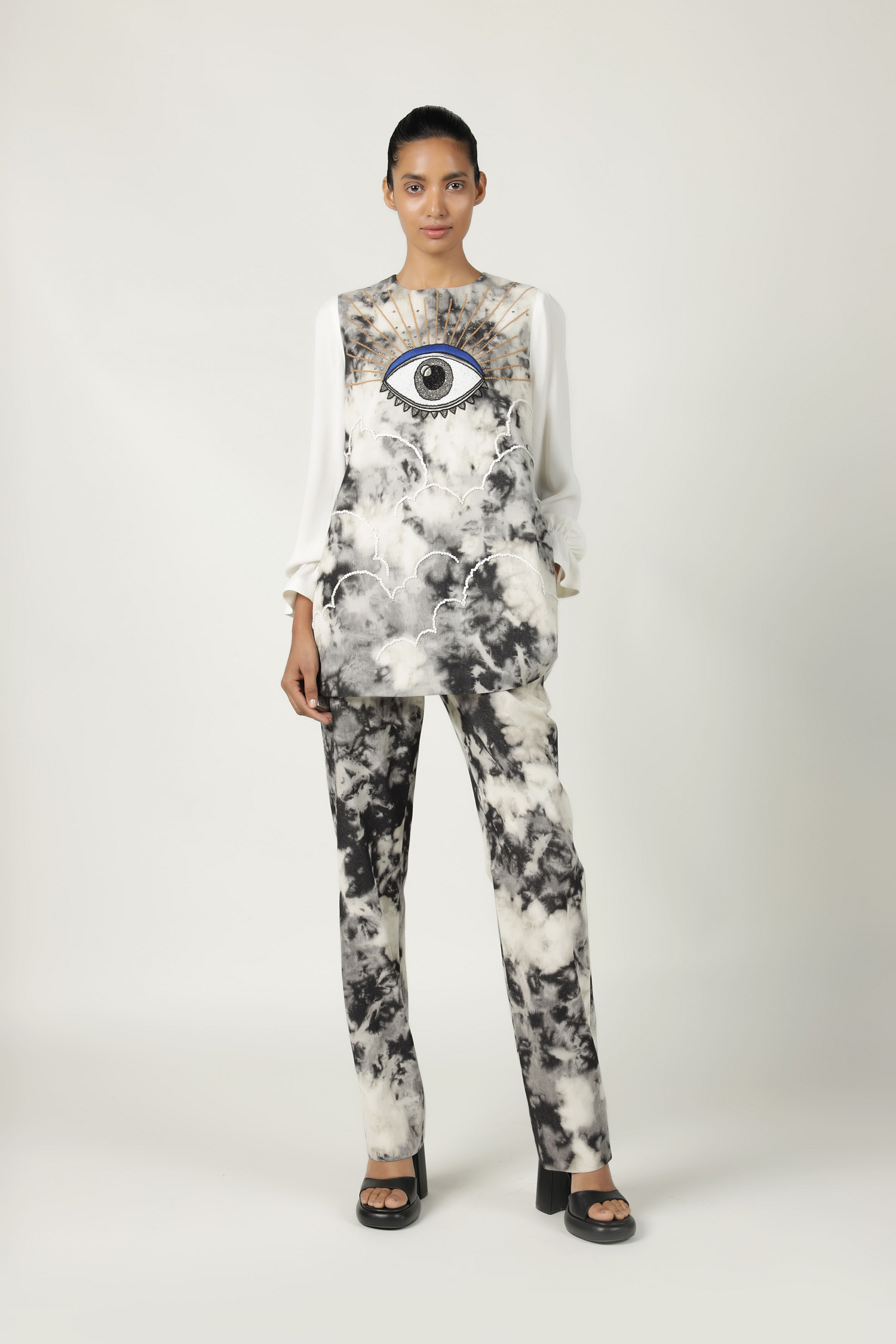 Clouds & Eye Flared Top With Matching Pants