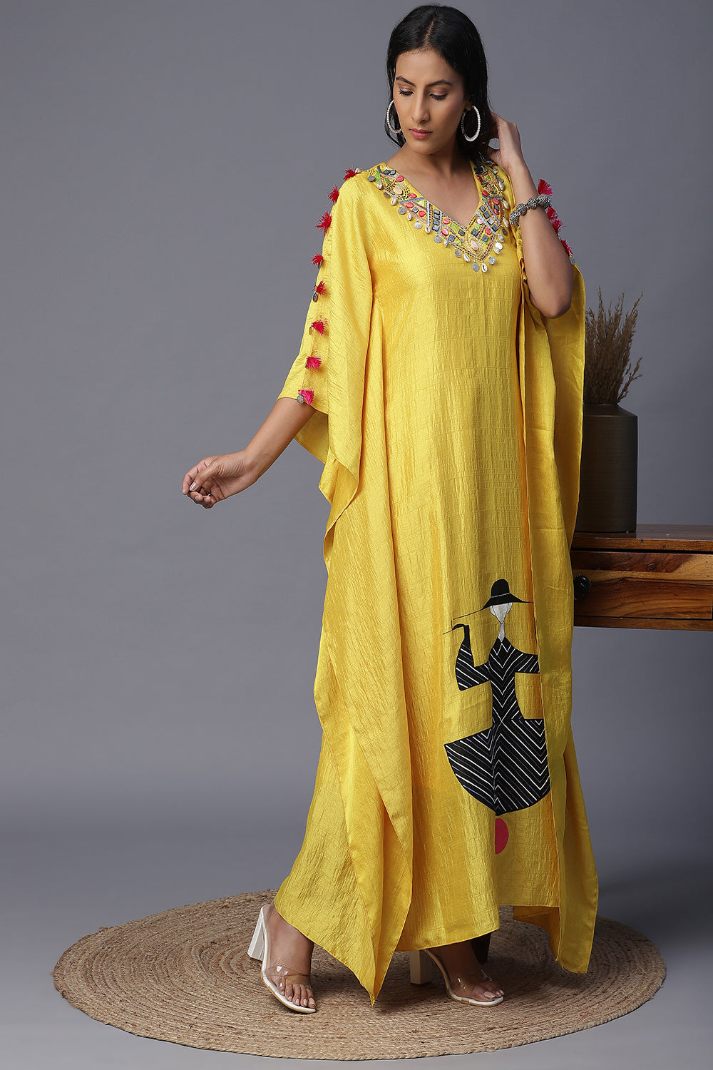 Geometric Handpainted Girl Kaftan - Auraya Fashion - - #tag1# - #tag2# - #tag3# - #tag3#