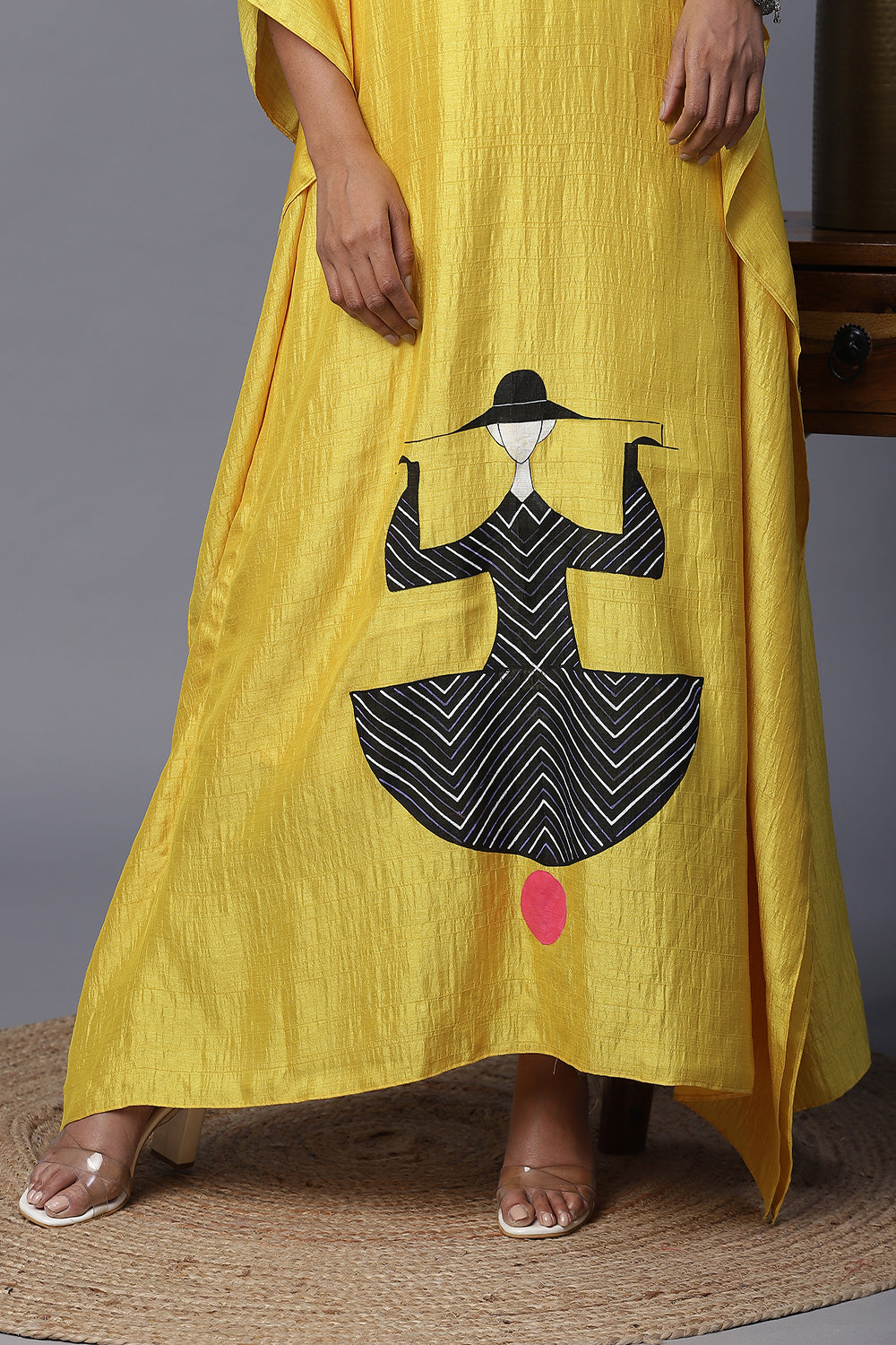 Geometric Handpainted Girl Kaftan - Auraya Fashion - - #tag1# - #tag2# - #tag3# - #tag3#