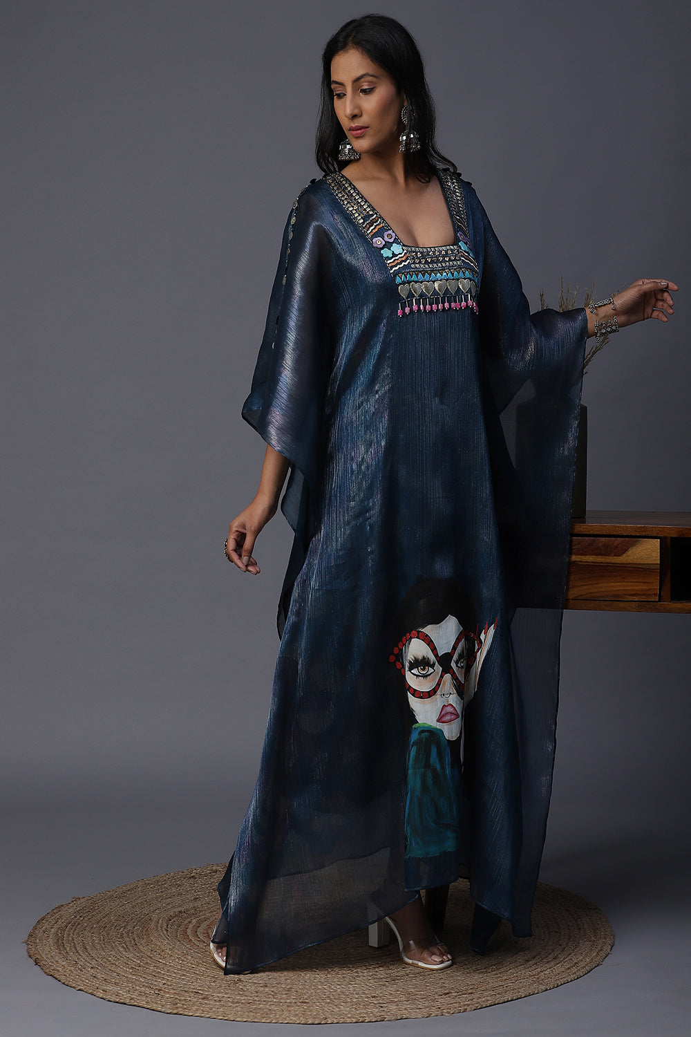 Office Girl Handpainted Kaftan - Auraya Fashion - - #tag1# - #tag2# - #tag3# - #tag3#