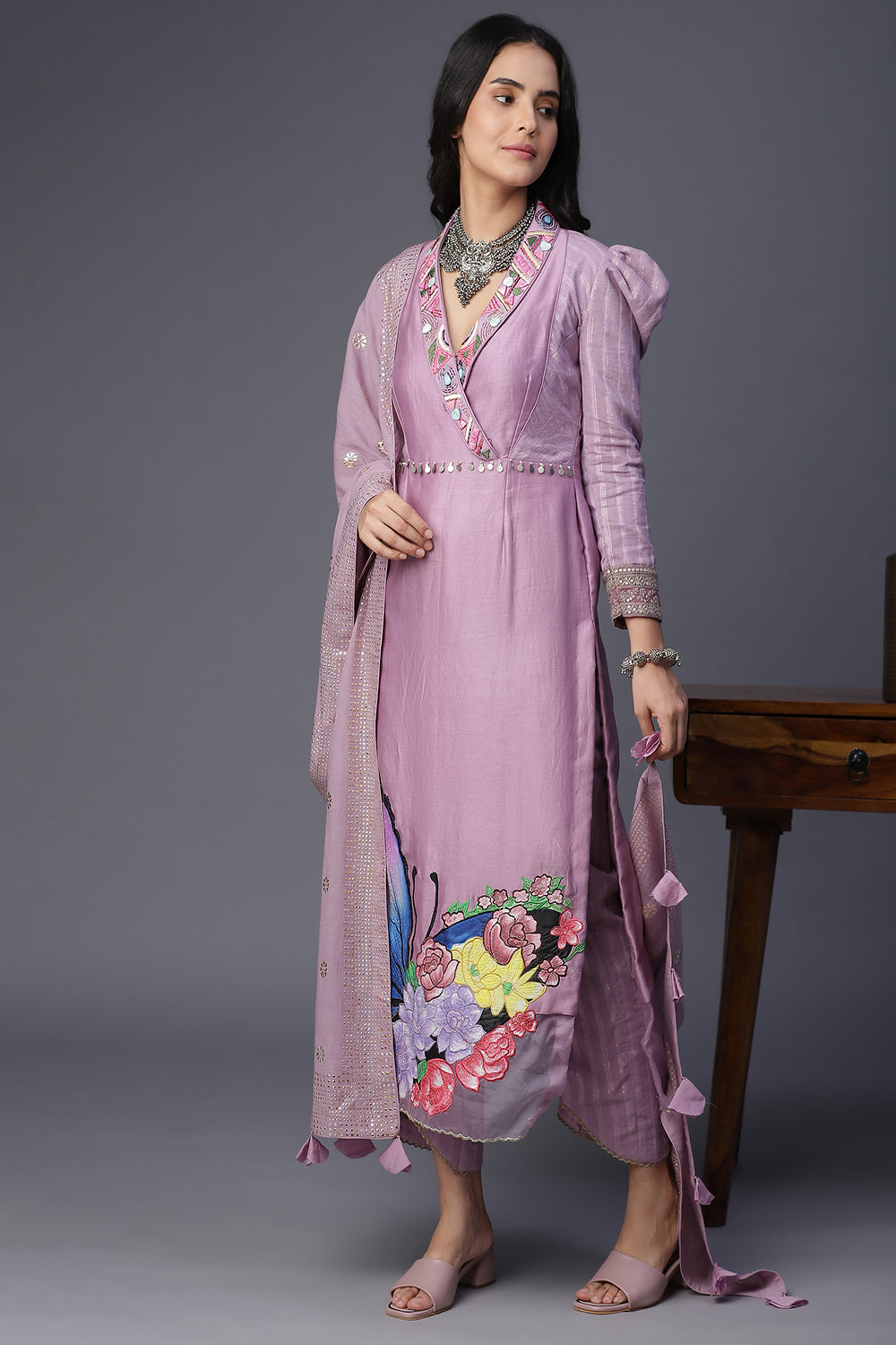 Butterfly Flower Handpainted Suit - Auraya Fashion - - #tag1# - #tag2# - #tag3# - #tag3#