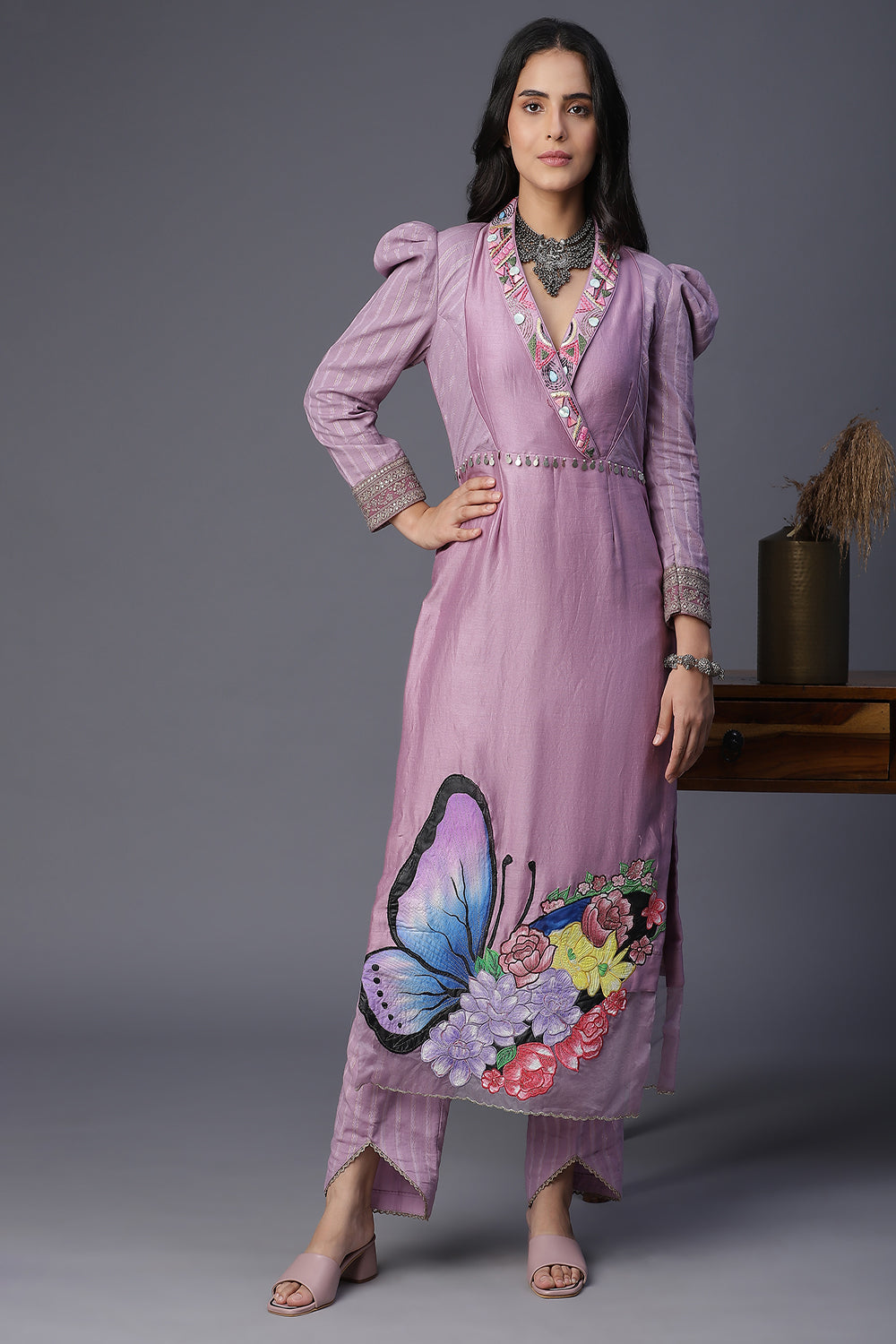 Butterfly Flower Handpainted Suit - Auraya Fashion - - #tag1# - #tag2# - #tag3# - #tag3#
