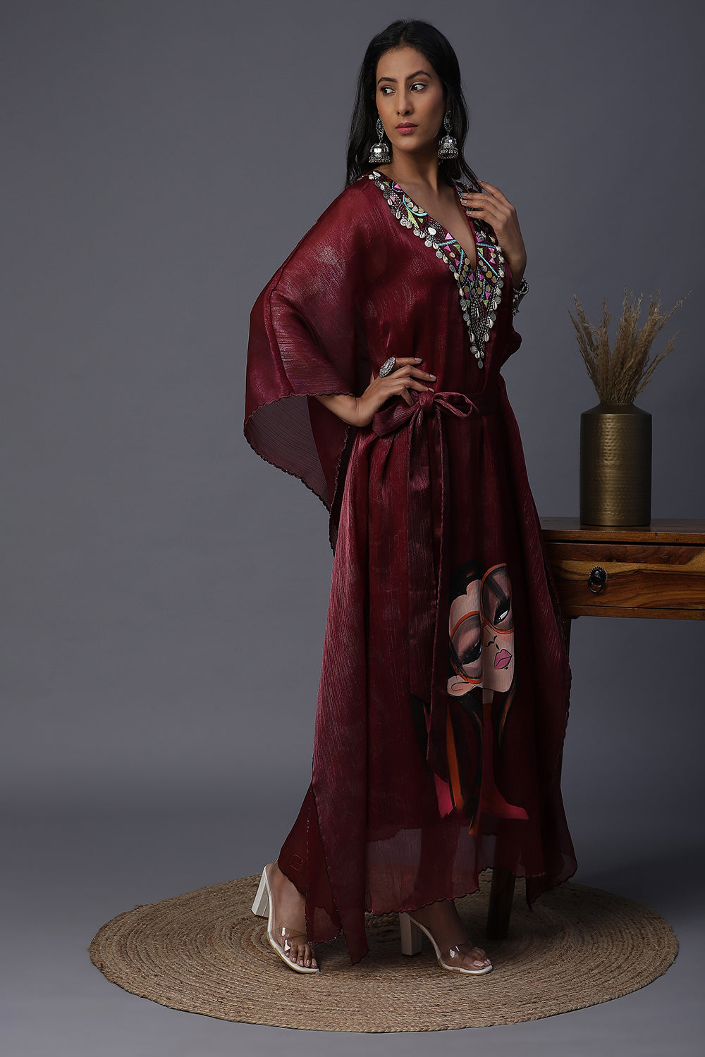 Orange Goggle Handpainted Kaftan - Auraya Fashion - - #tag1# - #tag2# - #tag3# - #tag3#