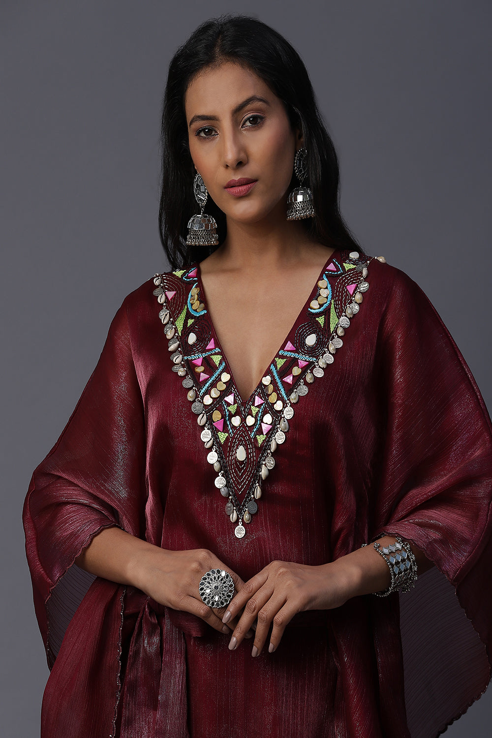 Orange Goggle Handpainted Kaftan - Auraya Fashion - - #tag1# - #tag2# - #tag3# - #tag3#