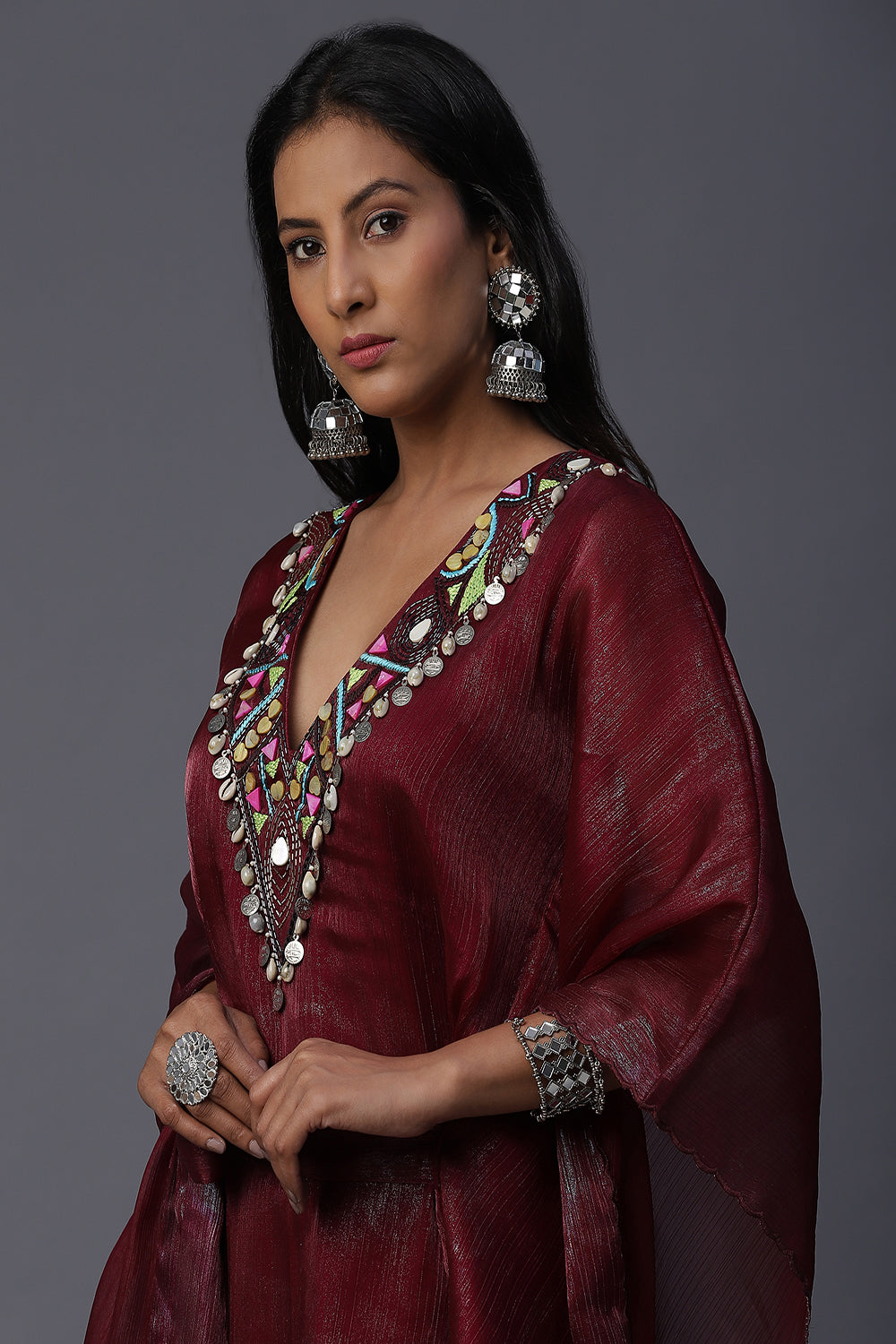 Orange Goggle Handpainted Kaftan - Auraya Fashion - - #tag1# - #tag2# - #tag3# - #tag3#