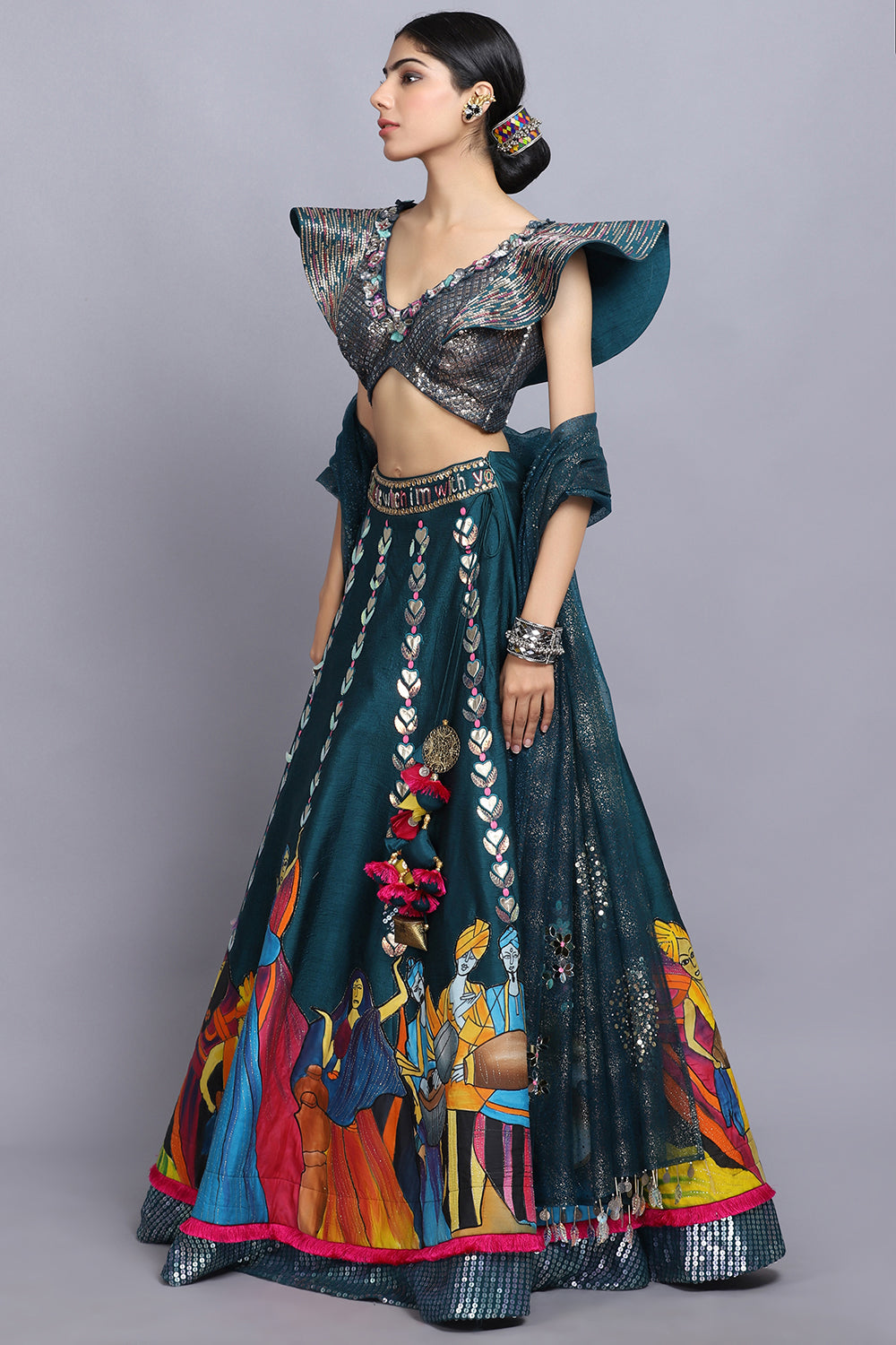 Arpita Sulakshna'S Signature Handapinted Lehnga Set - Auraya Fashion - - #tag1# - #tag2# - #tag3# - #tag3#