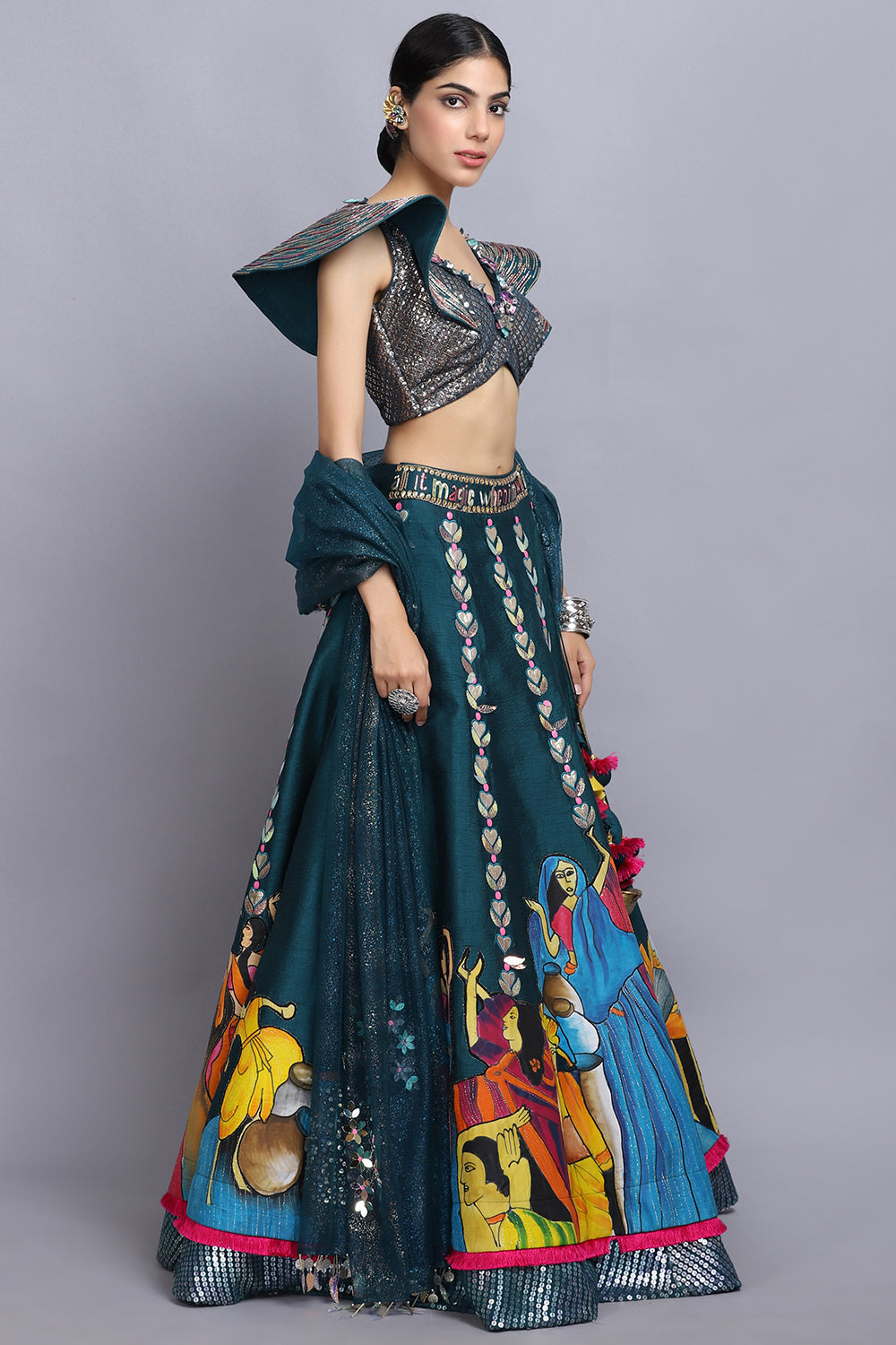 Arpita Sulakshna'S Signature Handapinted Lehnga Set - Auraya Fashion - - #tag1# - #tag2# - #tag3# - #tag3#