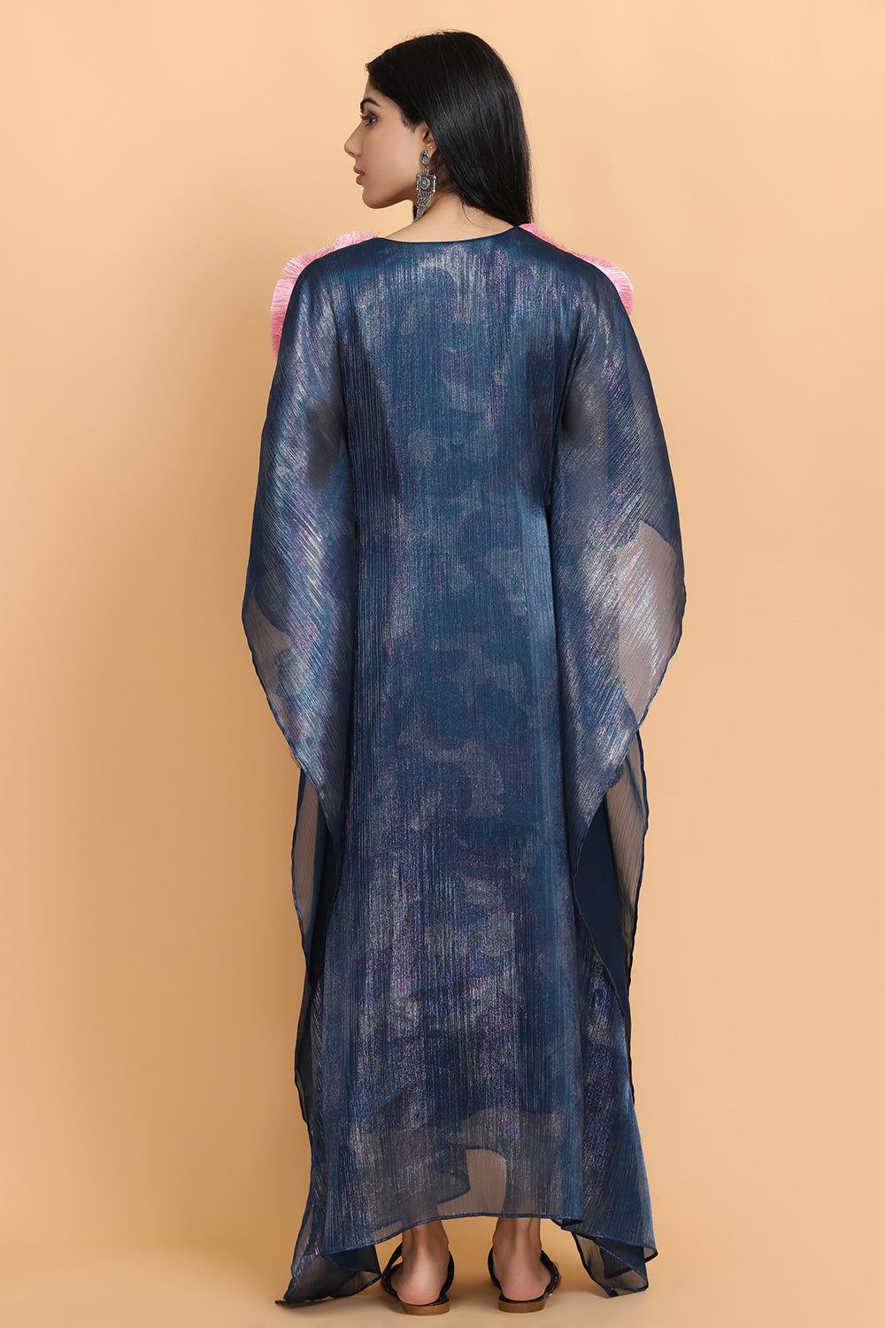 Electric Blue Bees Handapinted Kaftan Set - Auraya Fashion - - #tag1# - #tag2# - #tag3# - #tag3#