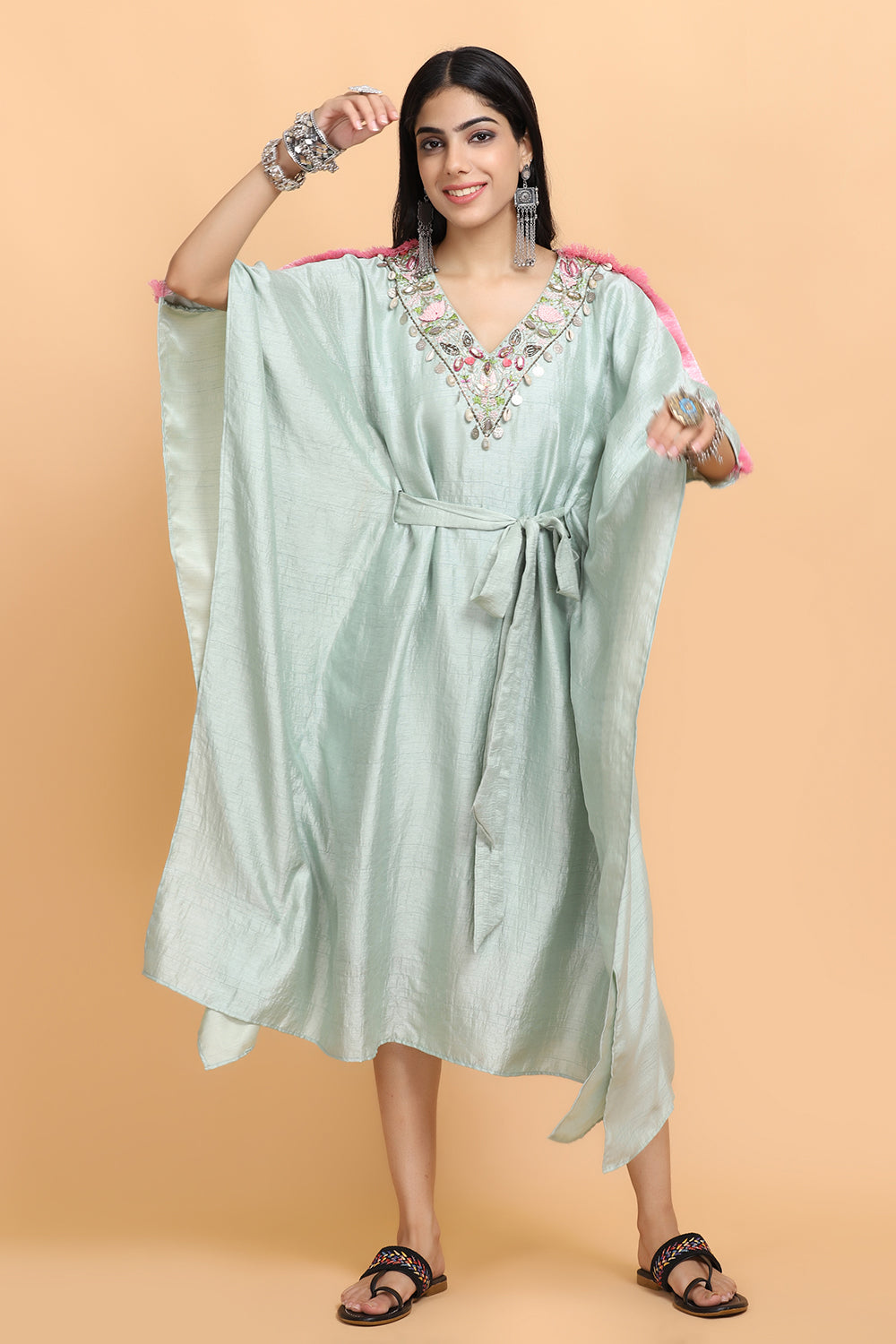 Sea Green Kaftan Set - Auraya Fashion - - #tag1# - #tag2# - #tag3# - #tag3#