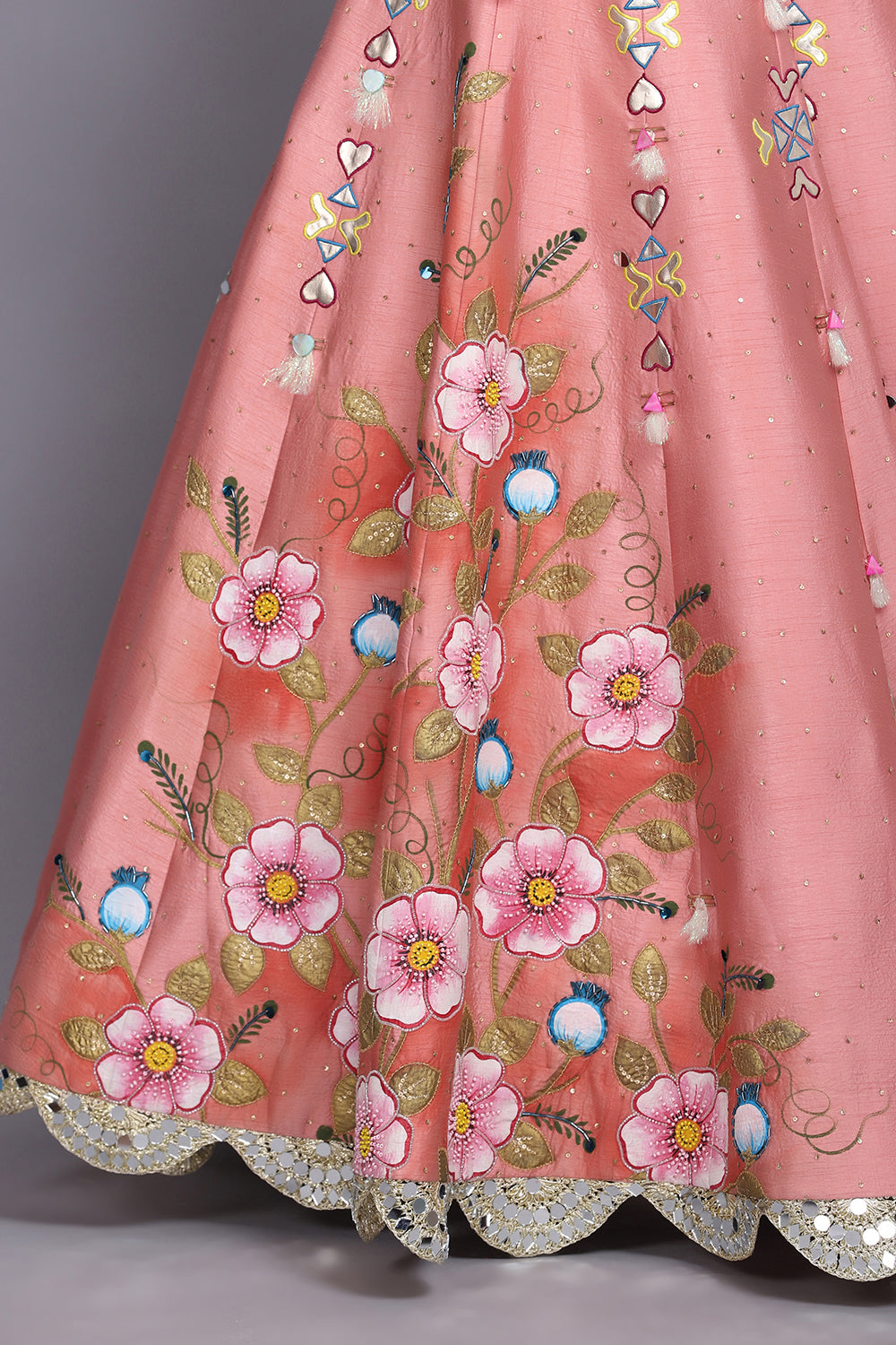 Peach Handpainted Lehnga Set - Auraya Fashion - - #tag1# - #tag2# - #tag3# - #tag3#