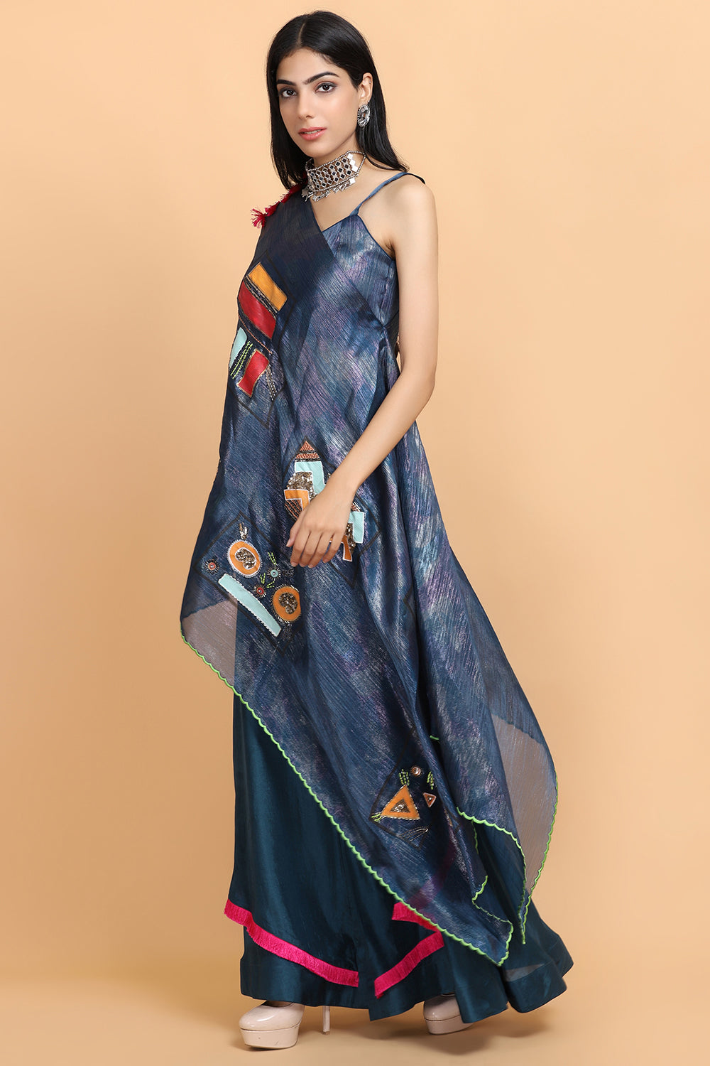 Electric Blue Handpainted Indo Set - Auraya Fashion - - #tag1# - #tag2# - #tag3# - #tag3#