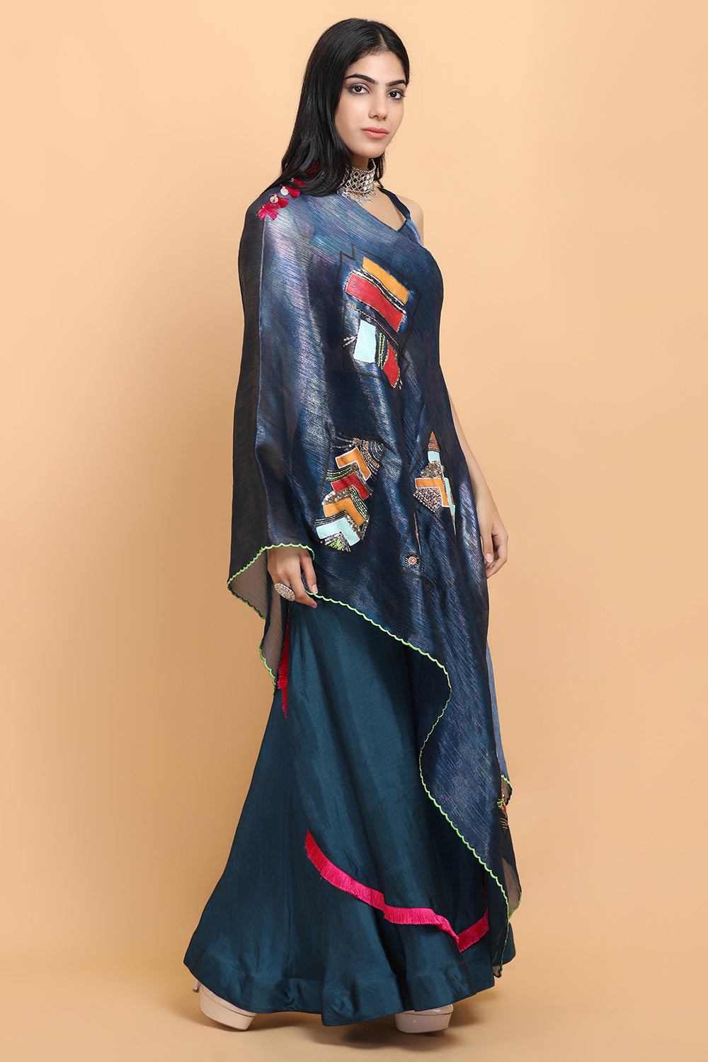 Electric Blue Handpainted Indo Set - Auraya Fashion - - #tag1# - #tag2# - #tag3# - #tag3#
