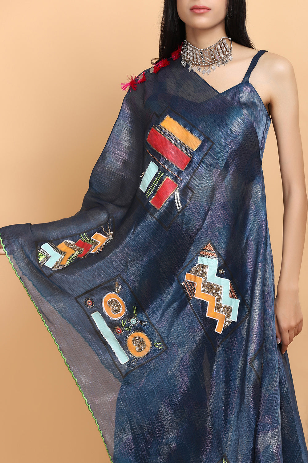 Electric Blue Handpainted Indo Set - Auraya Fashion - - #tag1# - #tag2# - #tag3# - #tag3#
