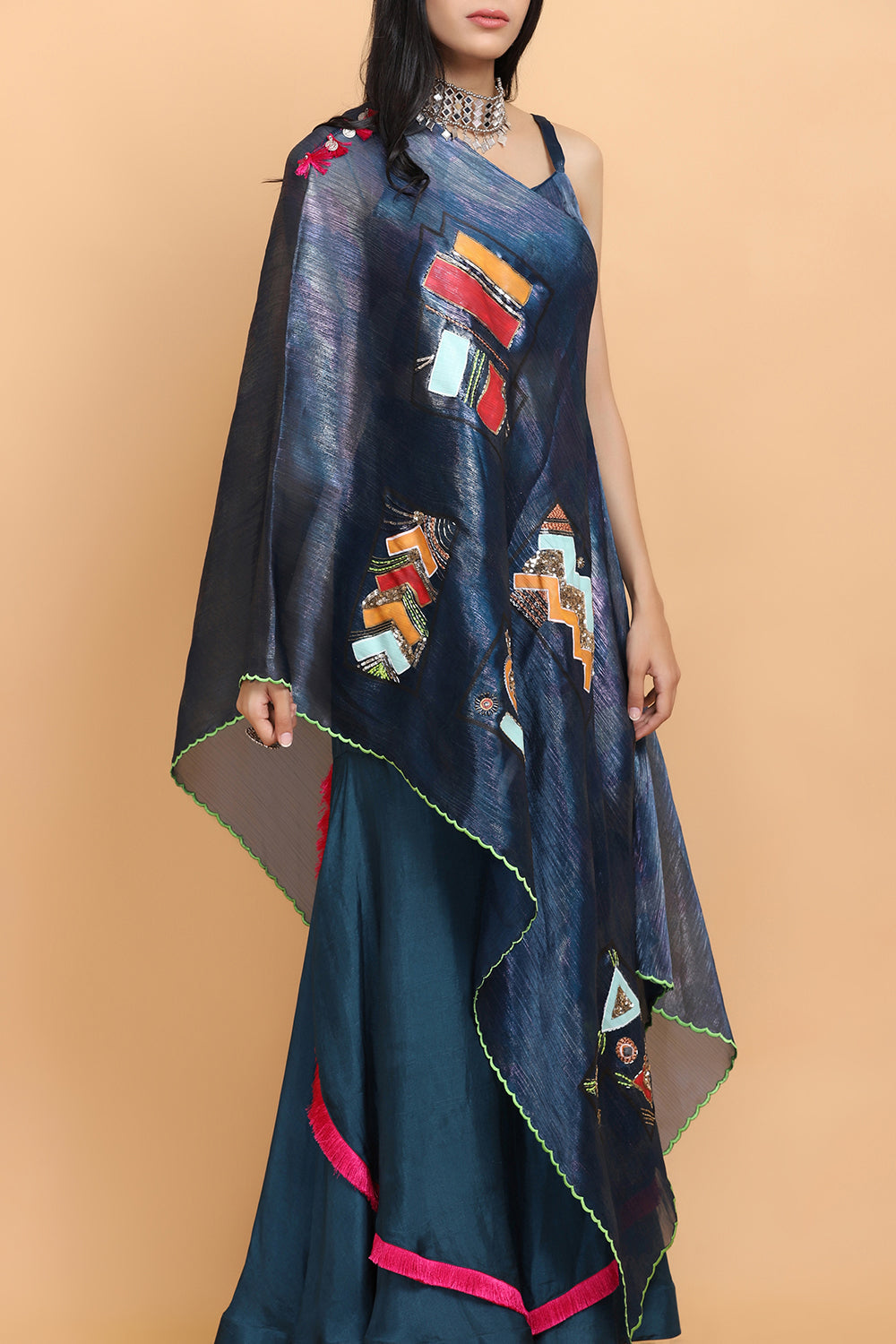 Electric Blue Handpainted Indo Set - Auraya Fashion - - #tag1# - #tag2# - #tag3# - #tag3#