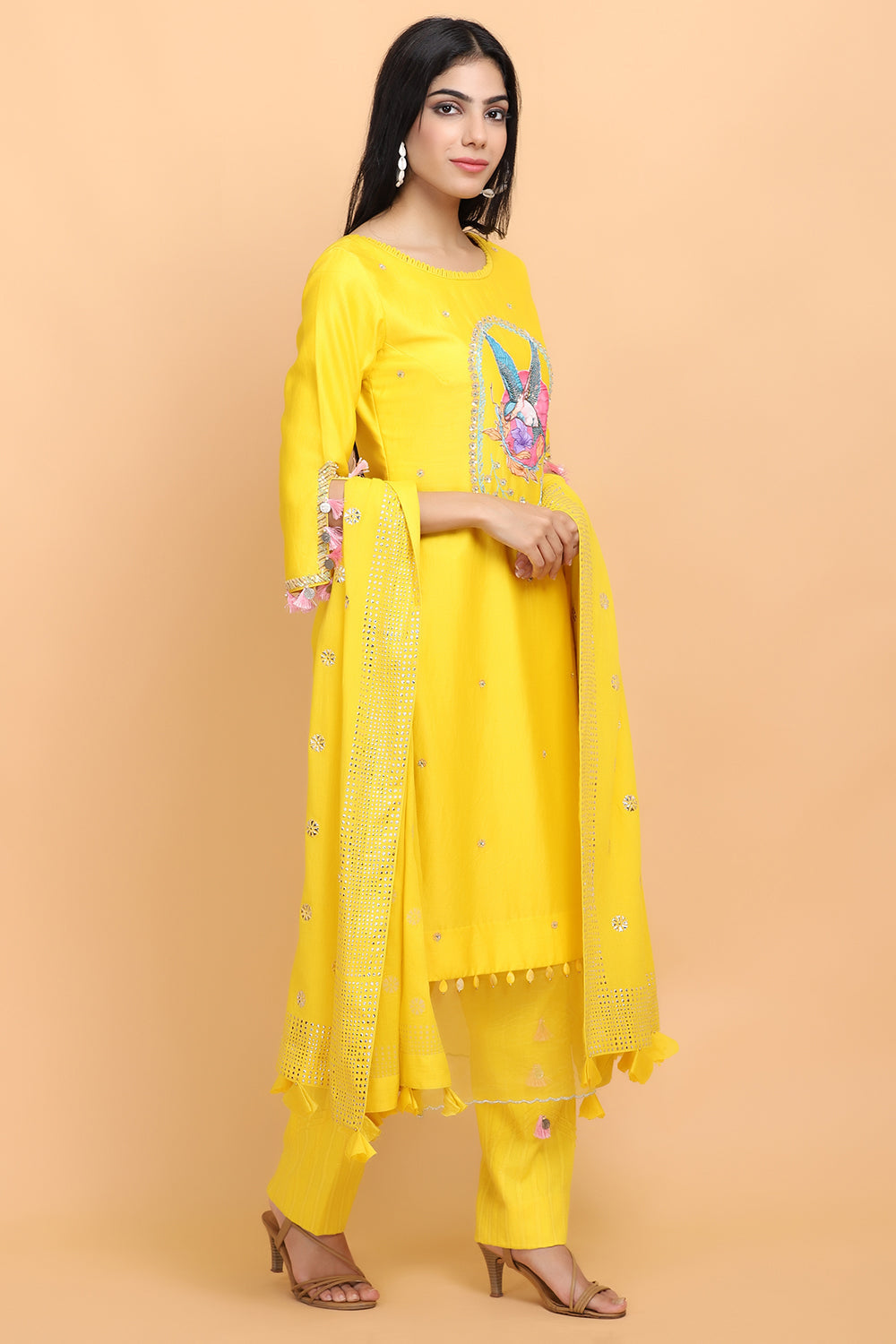 Parrot Chanderi Suit Set - Auraya Fashion - - #tag1# - #tag2# - #tag3# - #tag3#