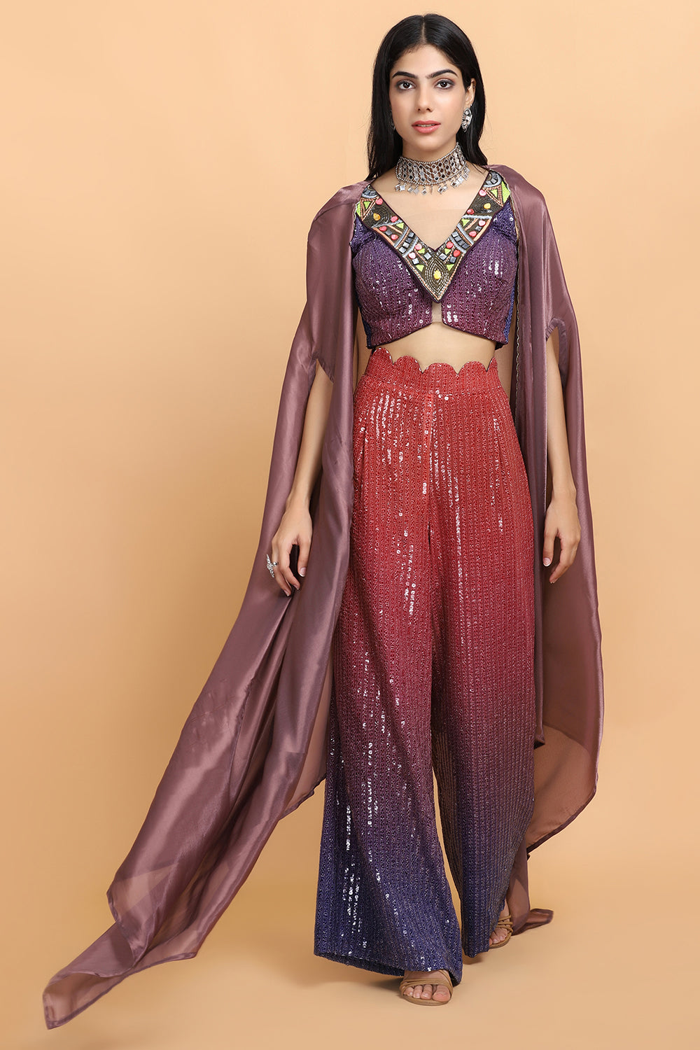 Dusty Mauve Cheap Thrills Cape Set - Auraya Fashion - - #tag1# - #tag2# - #tag3# - #tag3#