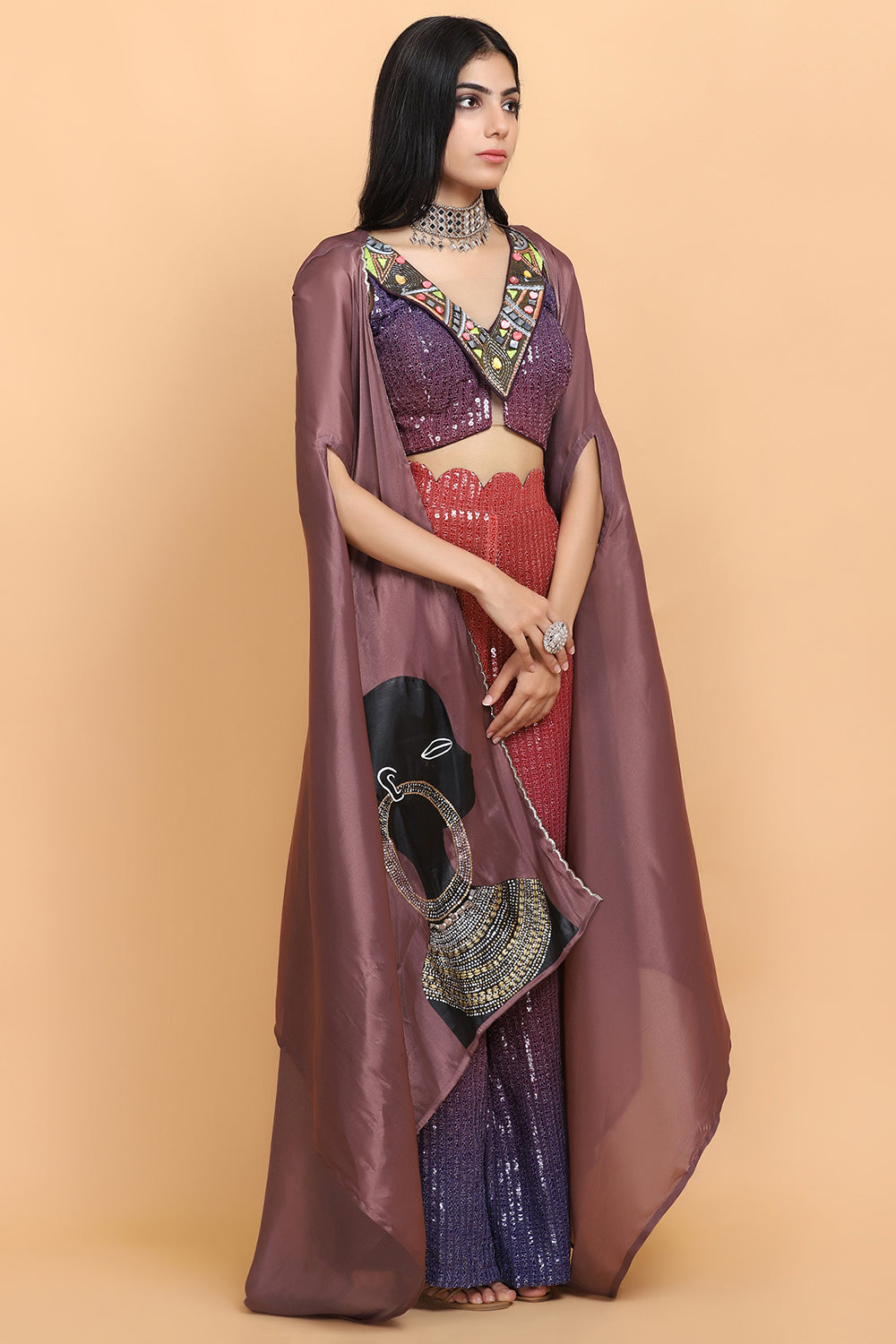 Dusty Mauve Cheap Thrills Cape Set - Auraya Fashion - - #tag1# - #tag2# - #tag3# - #tag3#
