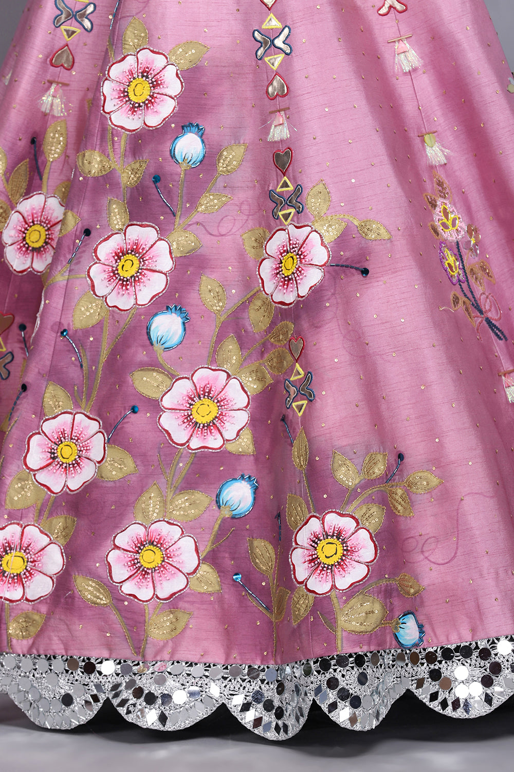 Cameo Pink Handpainted Lehnga Set - Auraya Fashion - - #tag1# - #tag2# - #tag3# - #tag3#