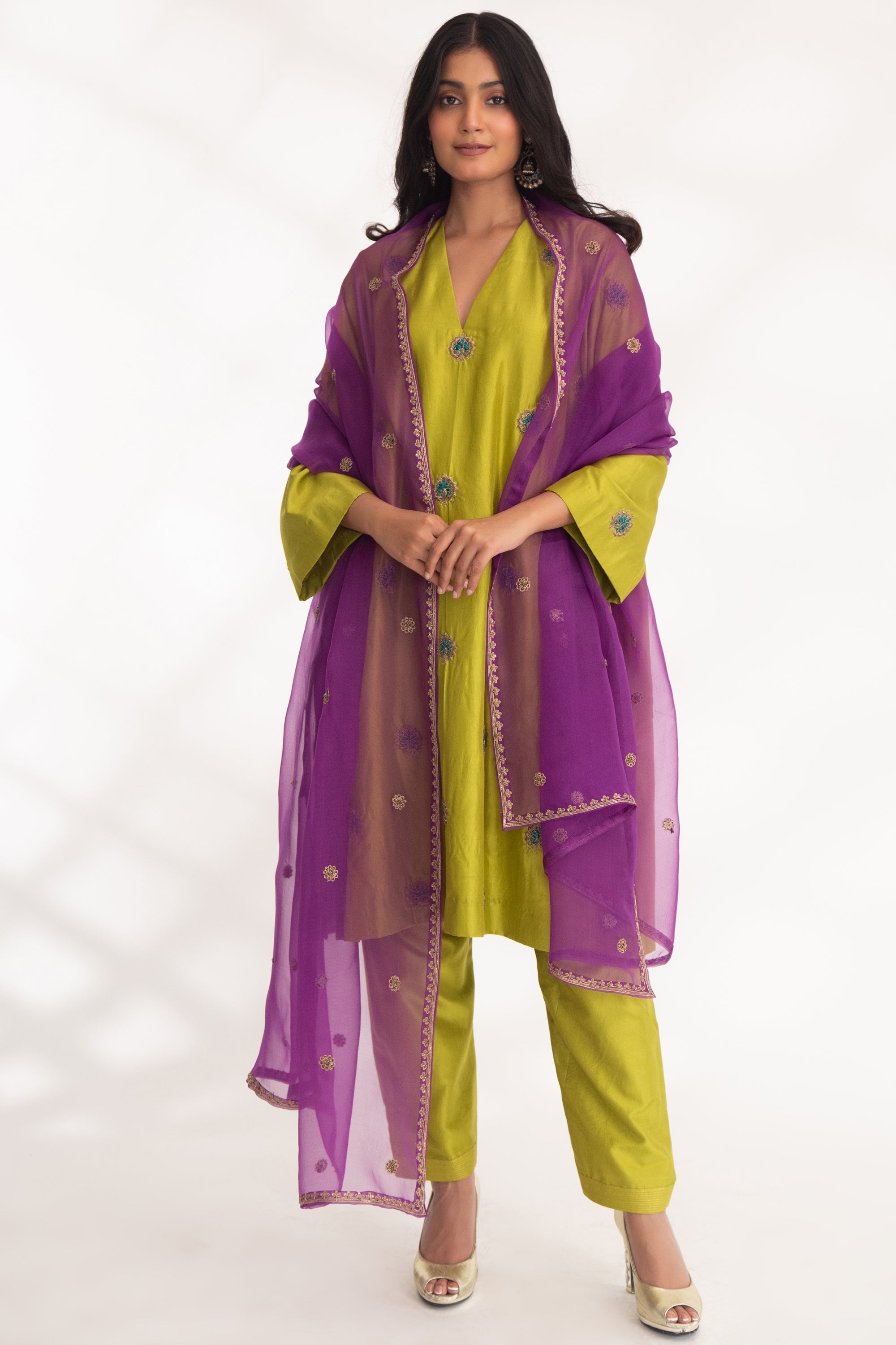CY Chhaya Mehrotra Devya Green Kurta Set Front 1
