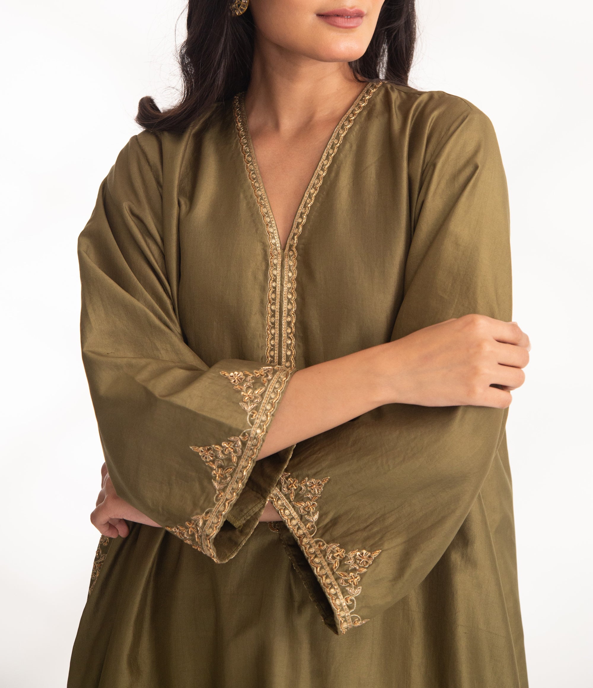 CY Chhaya Mehrotra Heena Green Satya Kurta Set Closeup 2