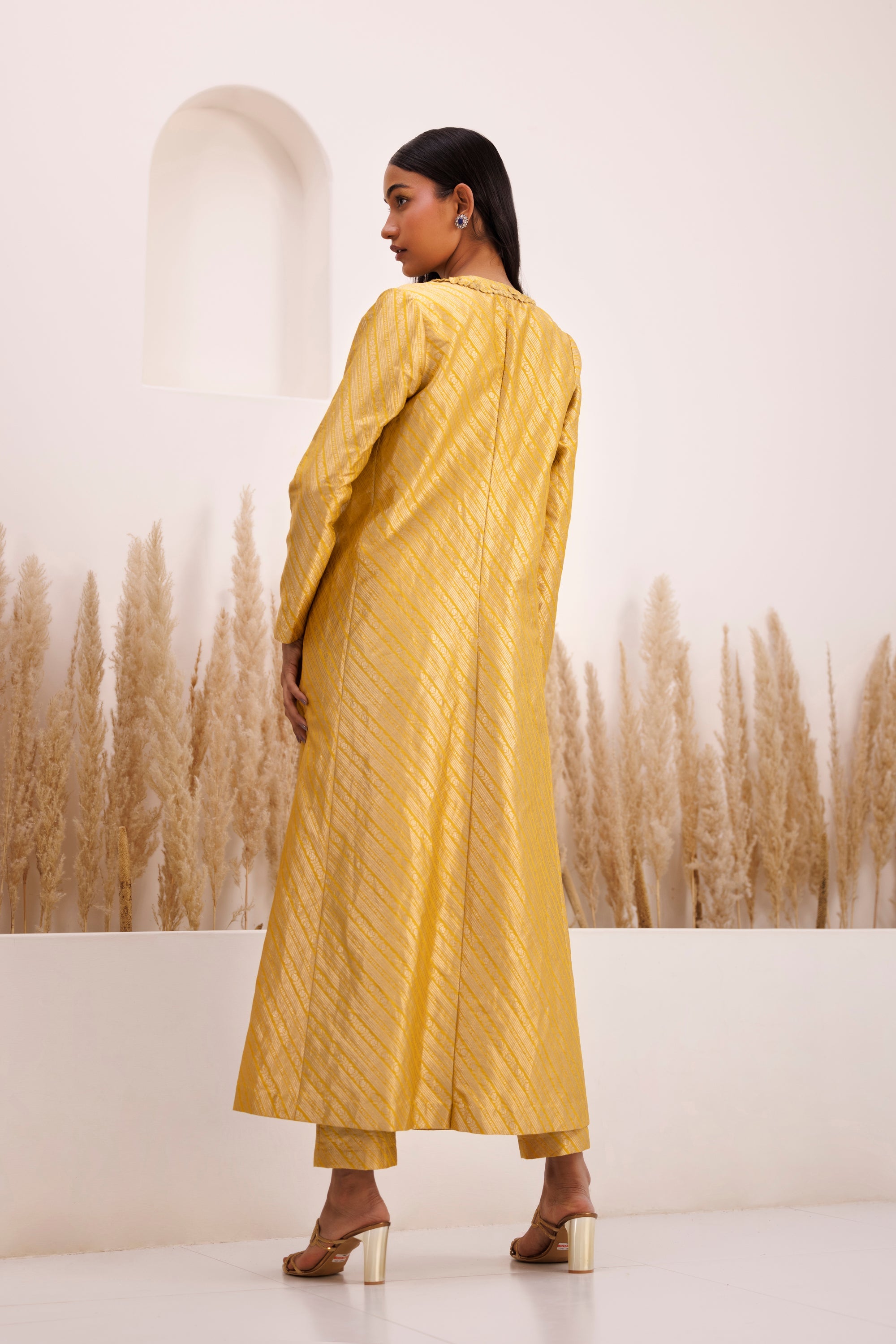 CY Chhaya Mehrotra Jenith Yellow Jacket Co-Ord Set Back 1