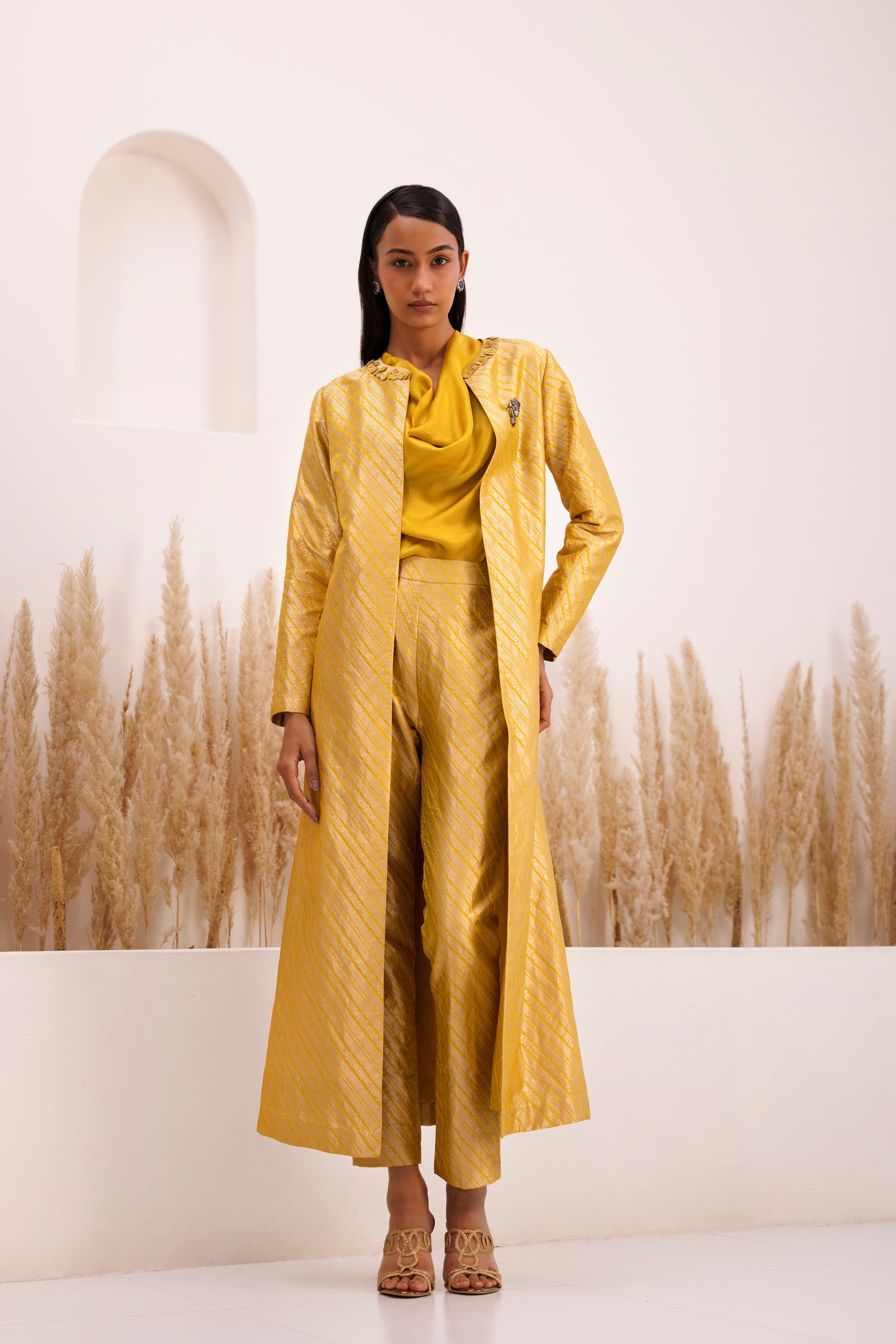 CY Chhaya Mehrotra Jenith Yellow Jacket Co-Ord Set Front 2