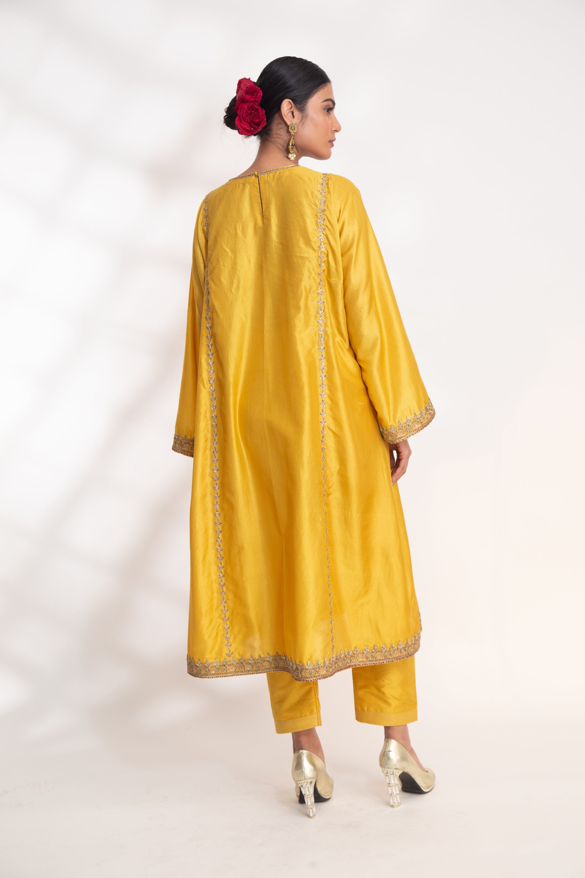 CY Chhaya Mehrotra Kanak Yellow Kurta Set Back 1