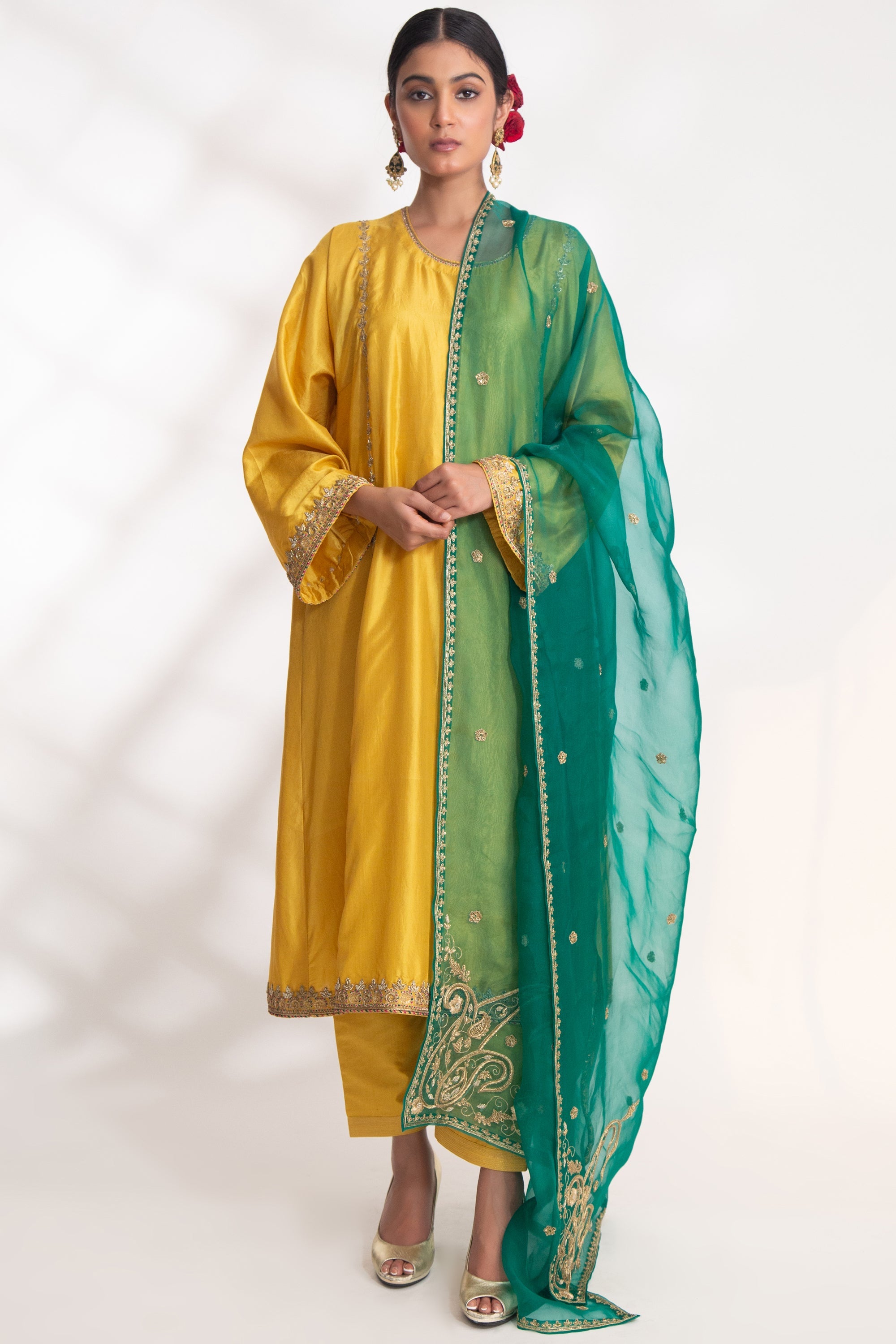 CY Chhaya Mehrotra Kanak Yellow Kurta Set Front 1