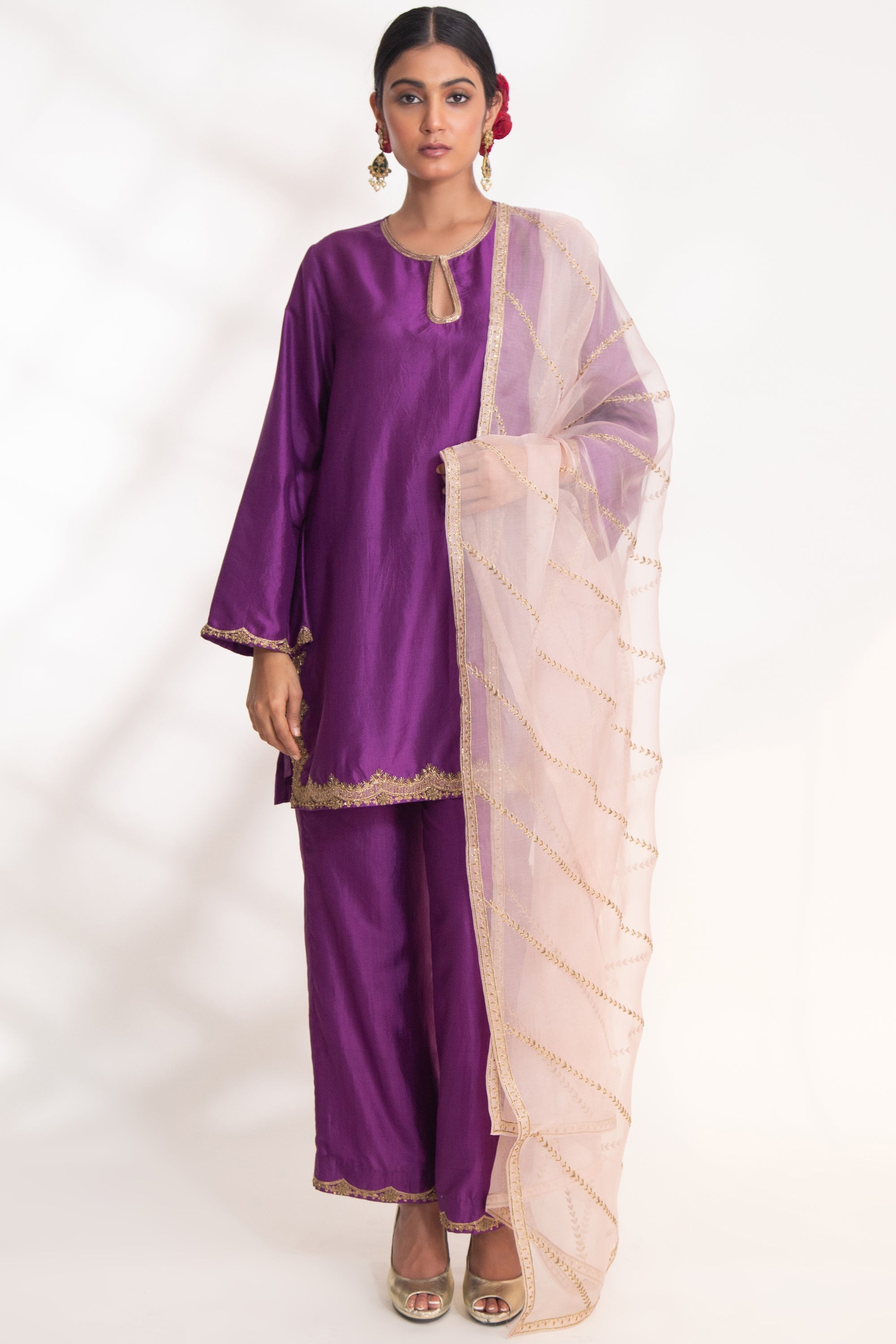 CY Chhaya Mehrotra Lekha Purple Kurta Set Front 1