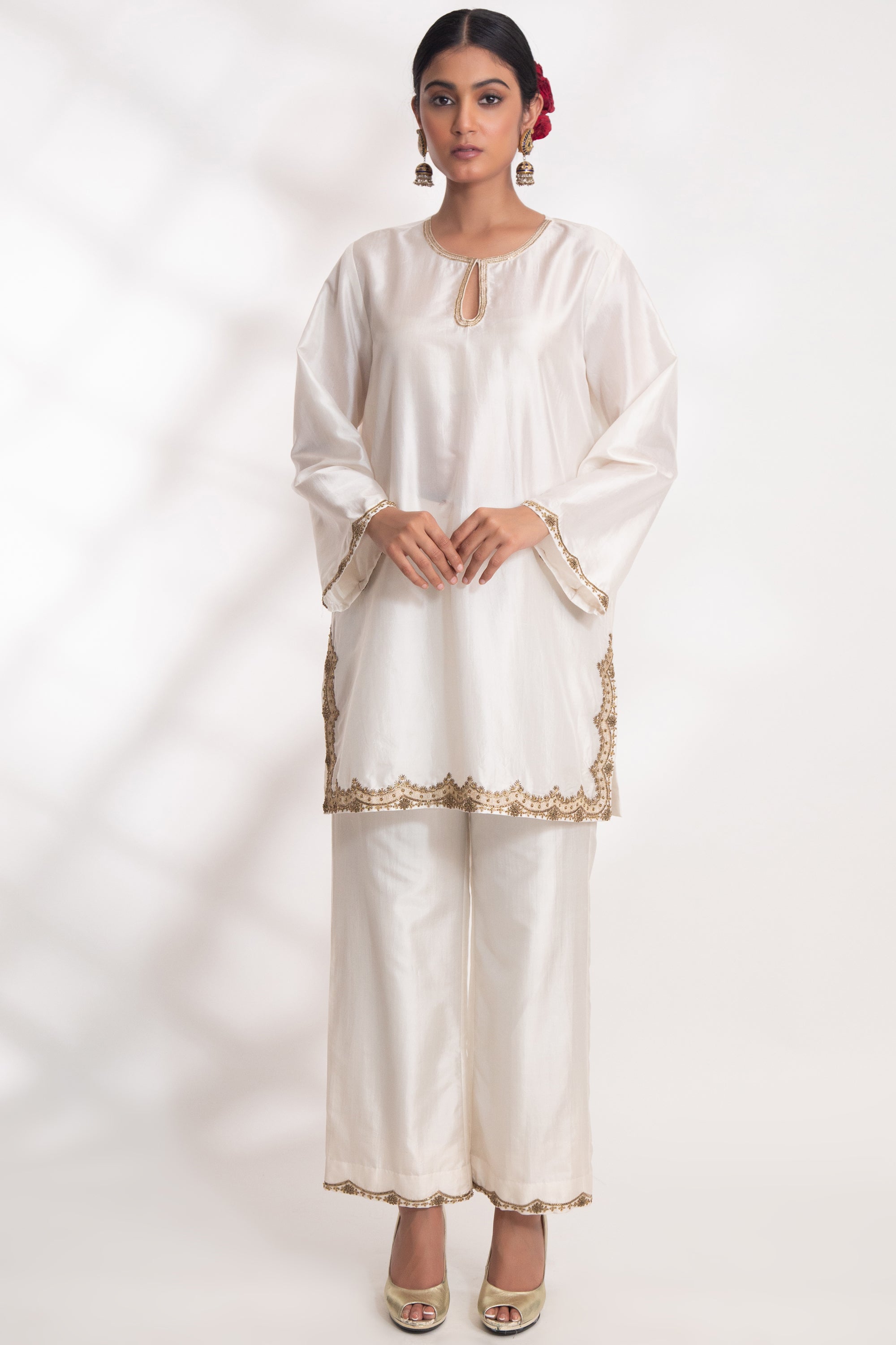 CY Chhaya Mehrotra Lekha White Kurta Set Front 2