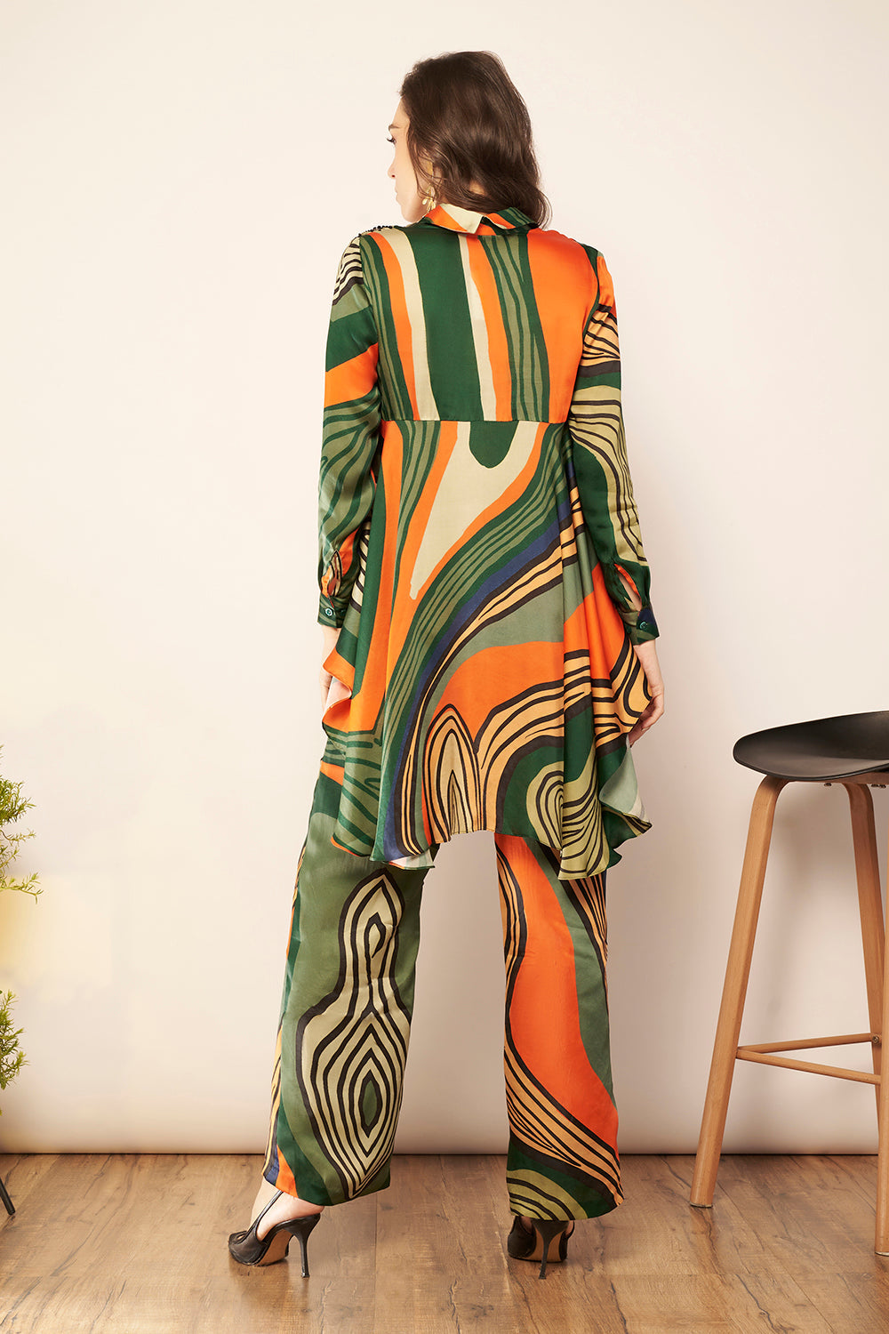 Green/Orange High Low Top