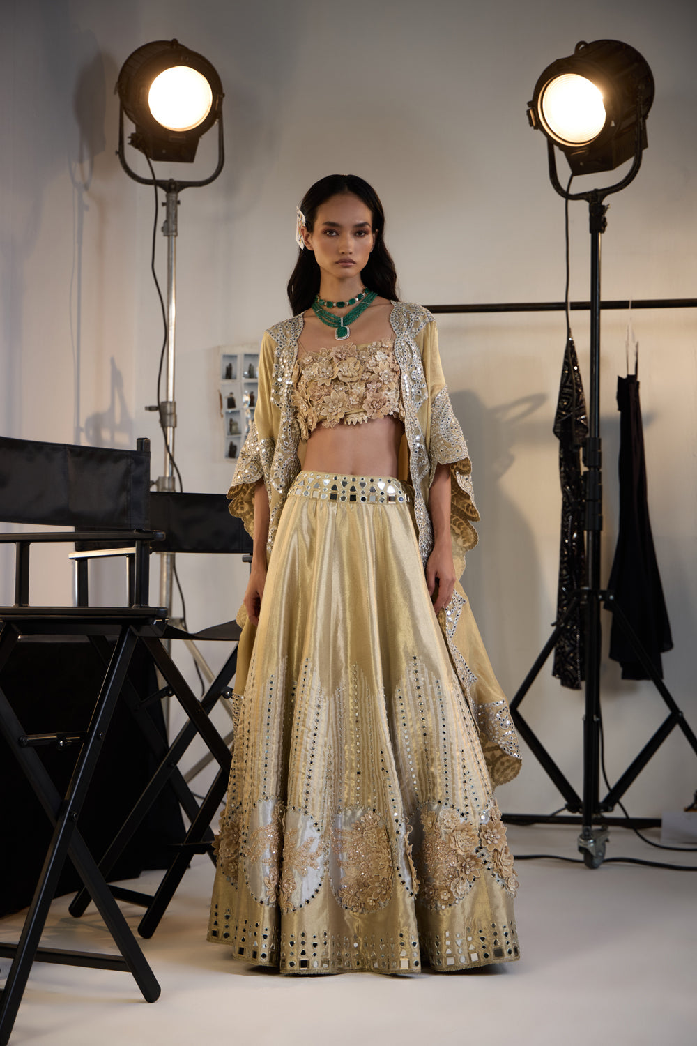 CY 29 India Banarasi Brocade Lehanga Set With Cape Front 1