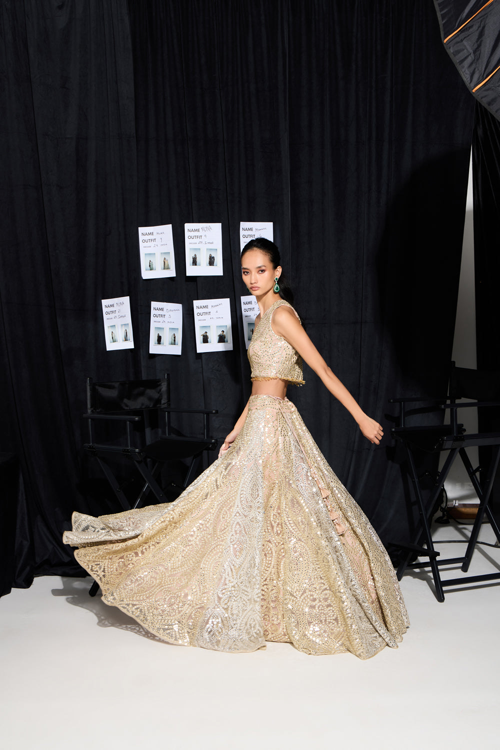 CY 29 India Kalidar Tricolor Lehenga With Cape Side 2