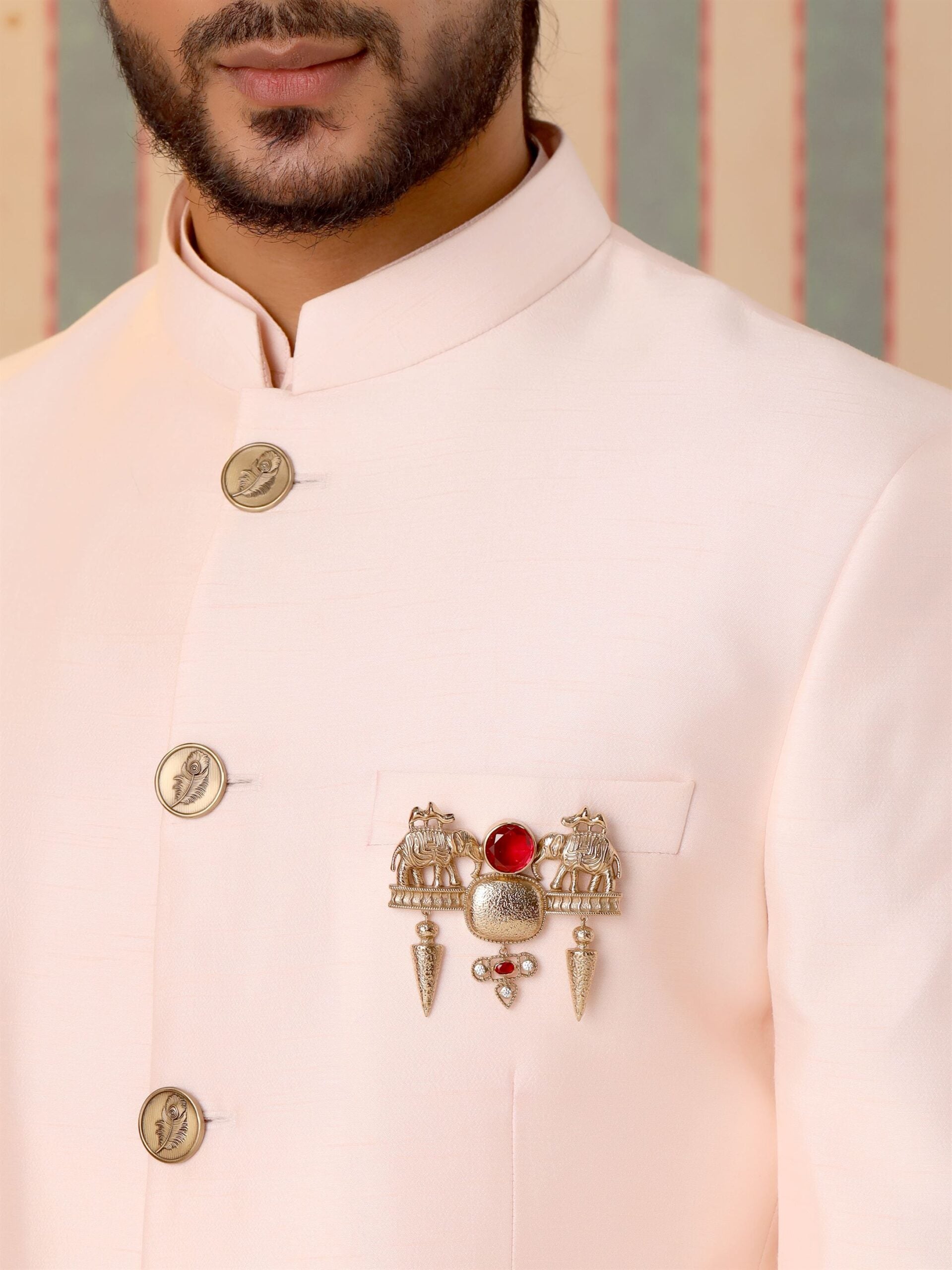 CY Cosa Nostraa Jungi Haathi Red Brooch Closeup 1