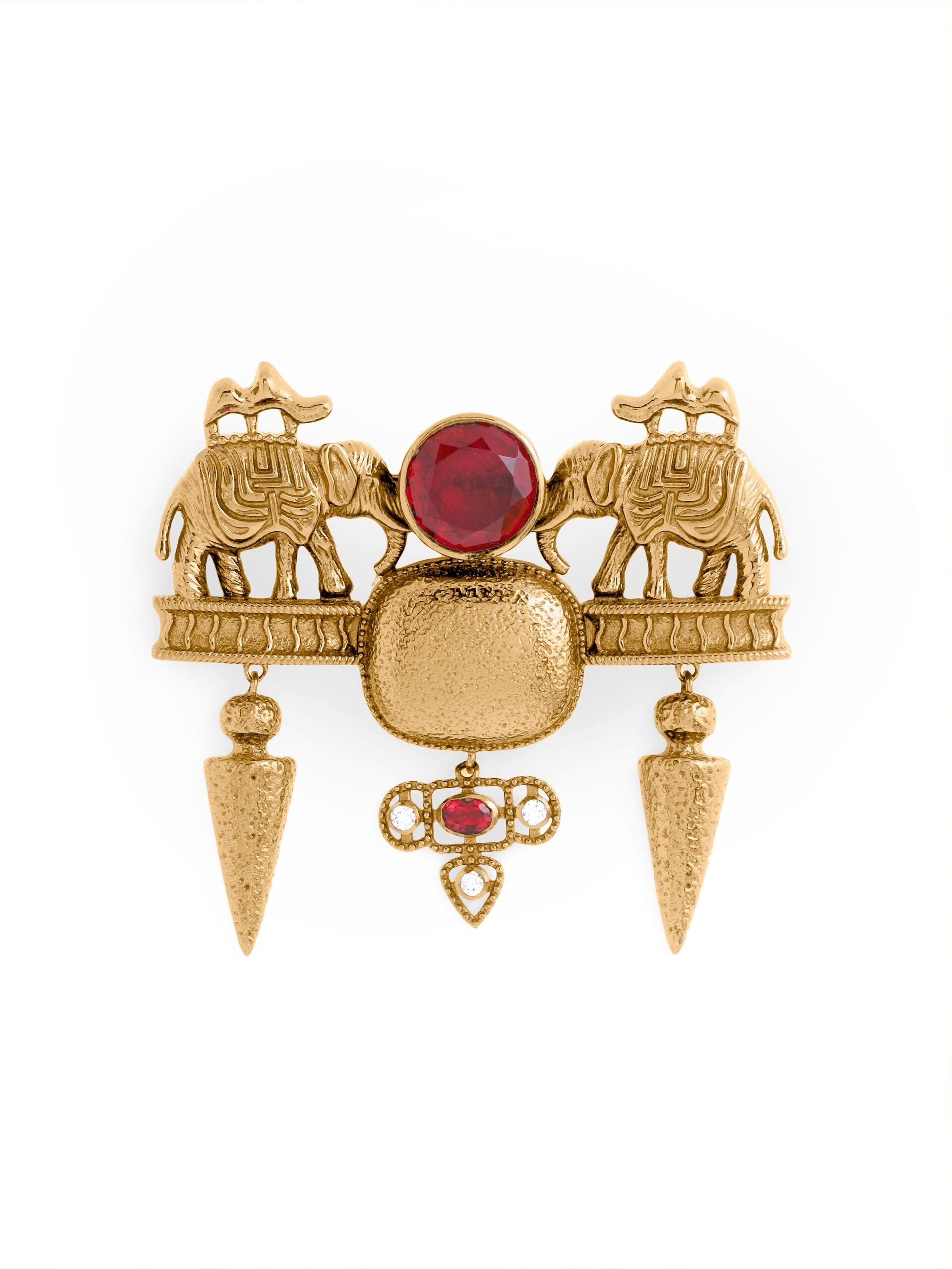 CY Cosa Nostraa Jungi Haathi Red Brooch Front 2