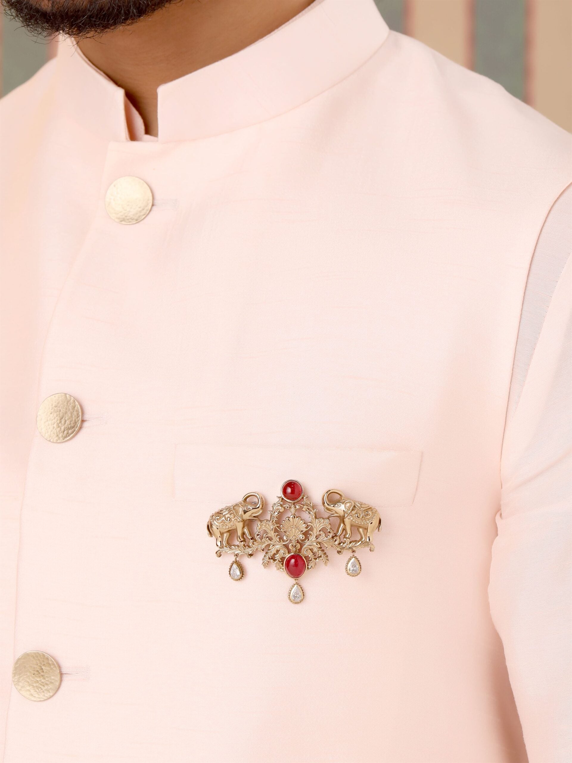 CY Cosa Nostraa Shaahi Haathi Red Brooch Closeup 1