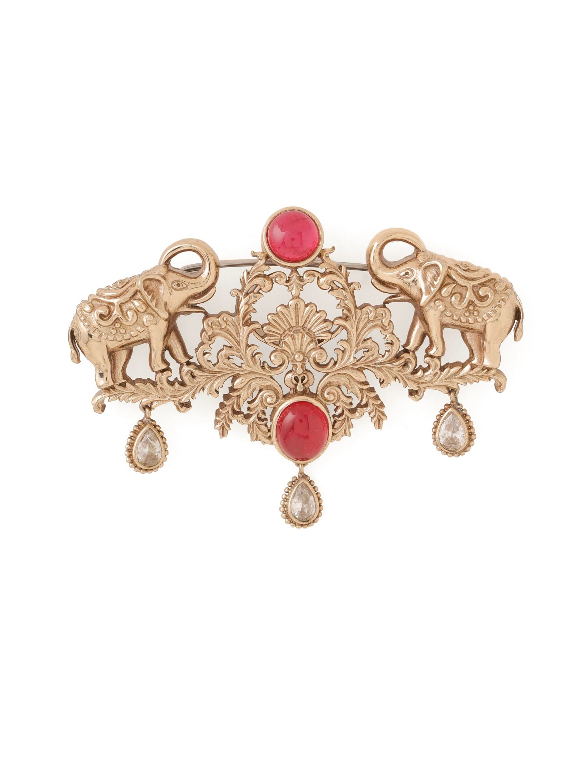 CY Cosa Nostraa Shaahi Haathi Red Brooch Front 2
